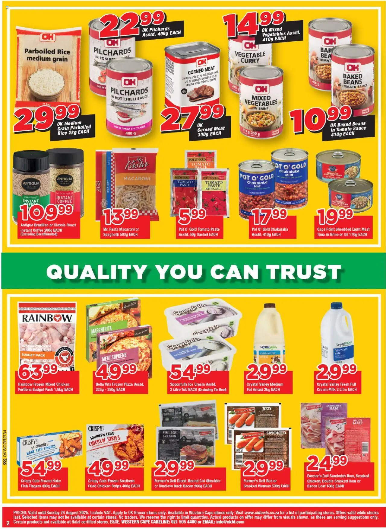OK Foods Western Cape - OK Grocer │ valid from 13.08.2025 | Page: 2 | Products: Pilchards, Ham, Rice, Bacon