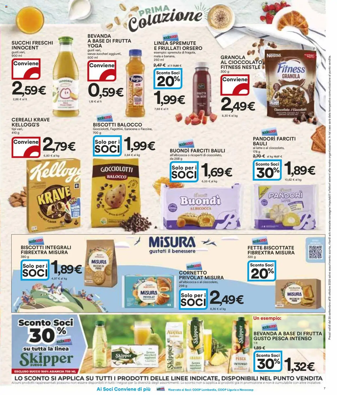Volantino Ipercoop del 25.09.2025 | Pagina: 7 | Prodotti: Succo, Cornetto, Biscotti, Data