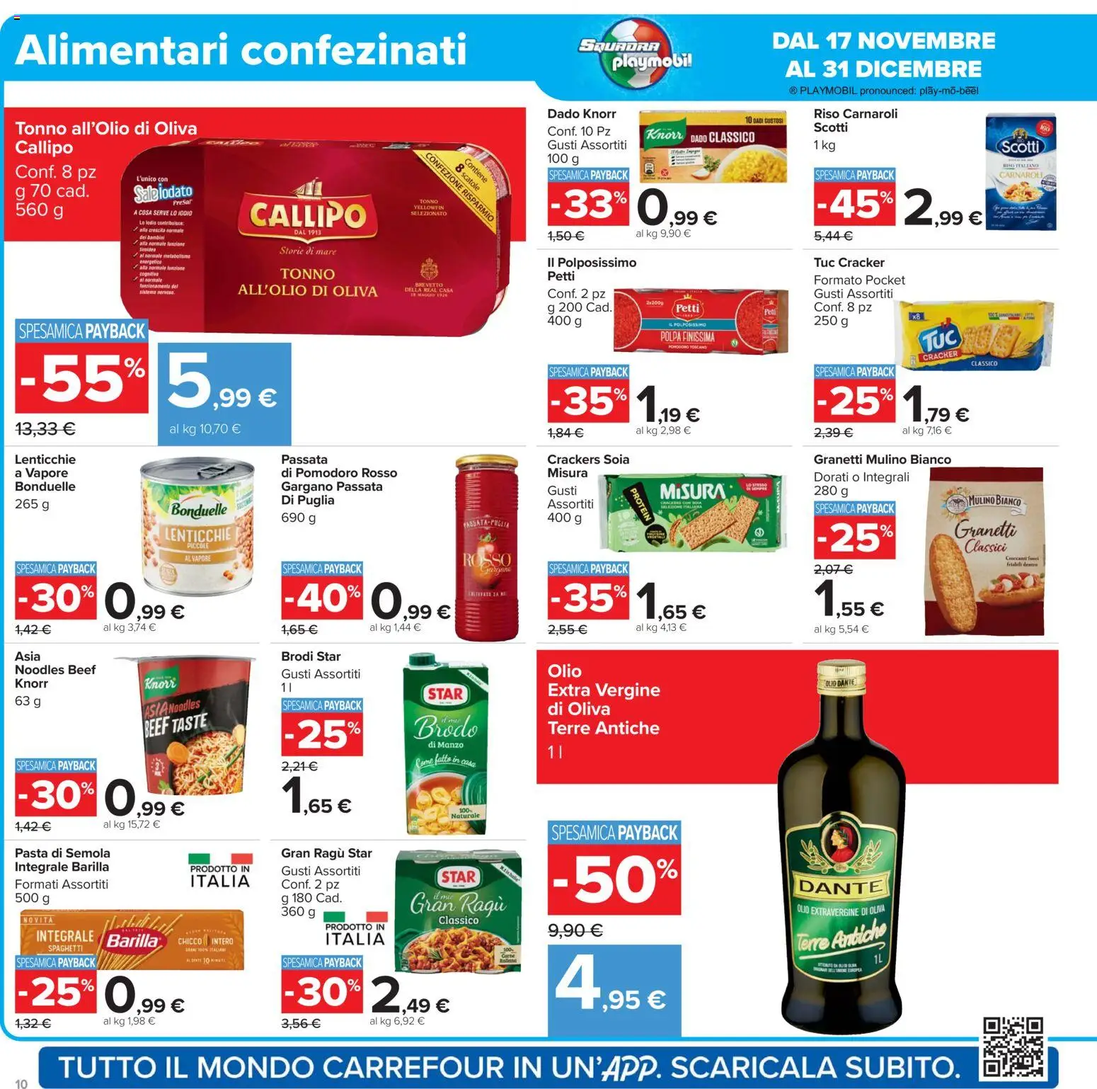 Volantino Carrefour del 02.12.2025 | Pagina: 10 | Prodotti: Riso Carnaroli, Manzo, Sale, Crackers