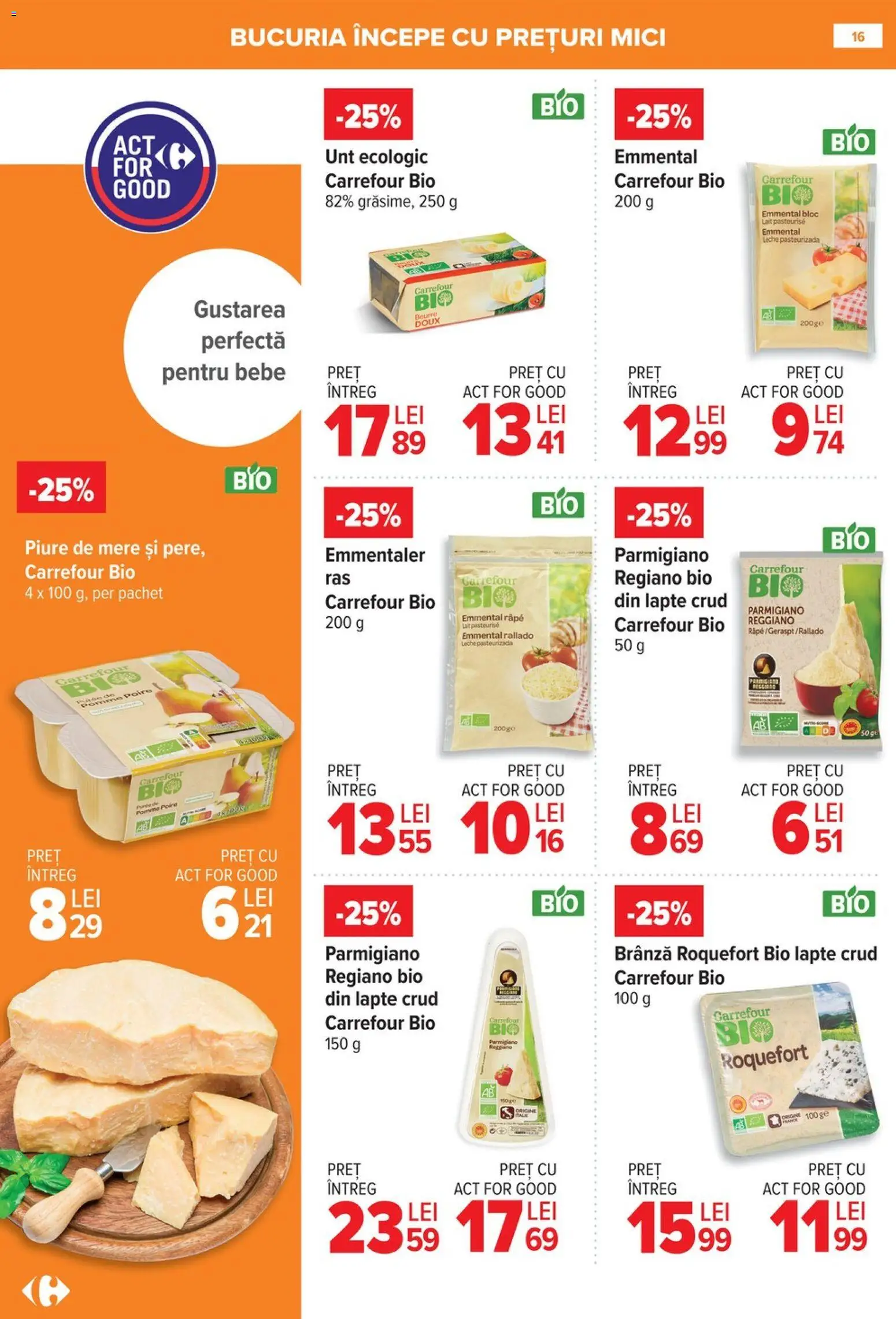 Noul catalog Carrefour – valabil de la 08.01.2026 | Pagină: 16 | Produse: Mici, Lapte, Unt, Mere