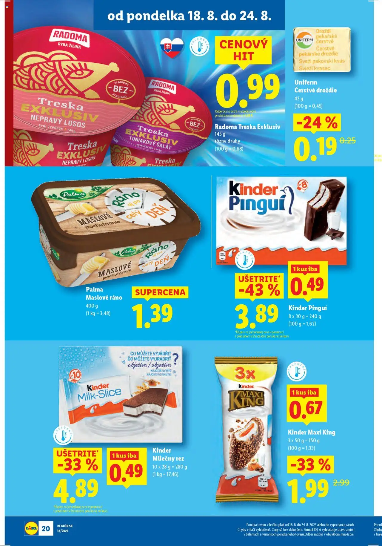 Lidl leták │ platný od 18.08.2025 | Strana: 20 | Produkty: Ryba, Losos, Šalát, Treska