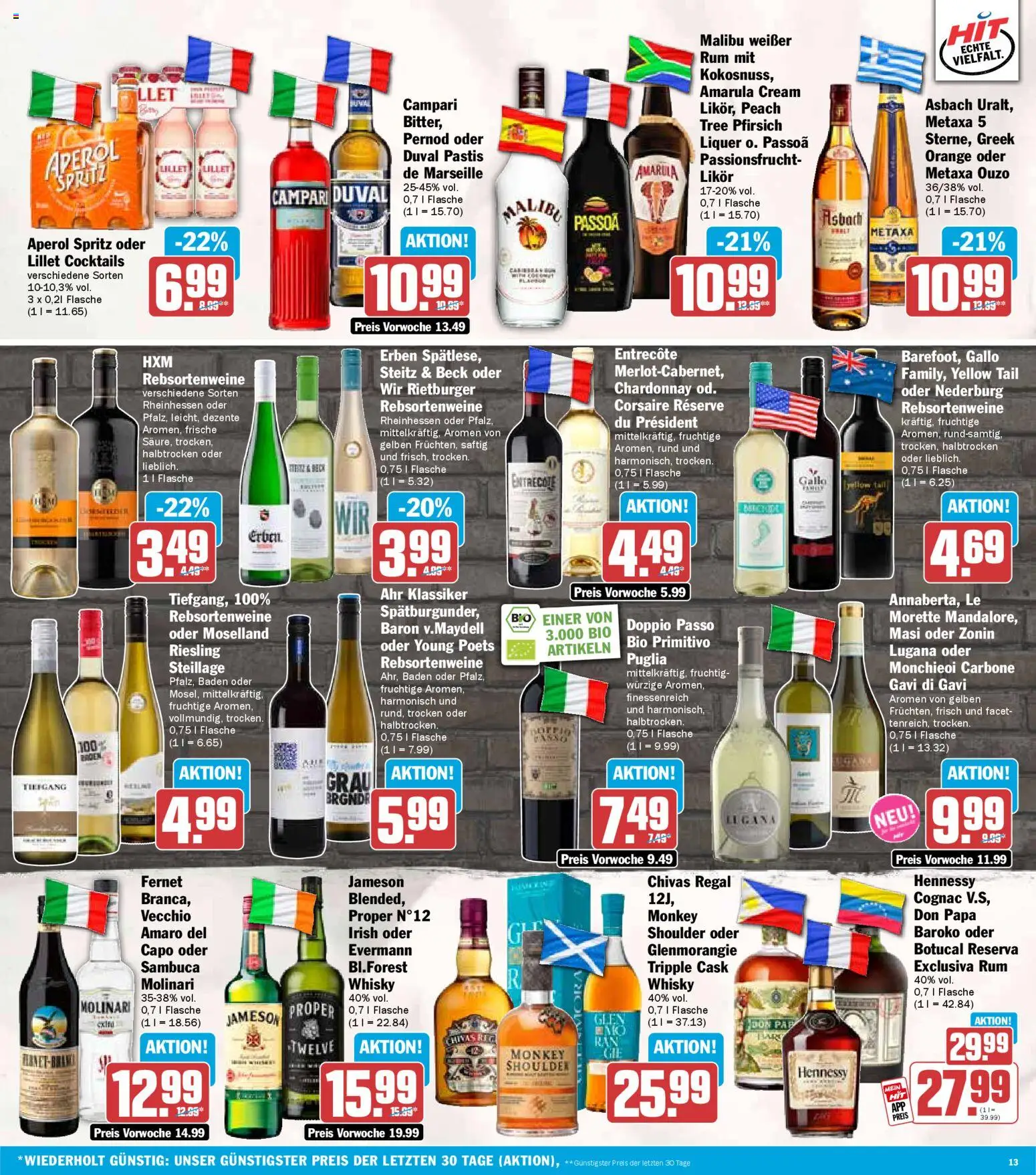 HIT - Berlin – gültig ab 27.10.2025 | Seite: 13 | Produkte: Whisky, Sambuca, Lillet, Aperol