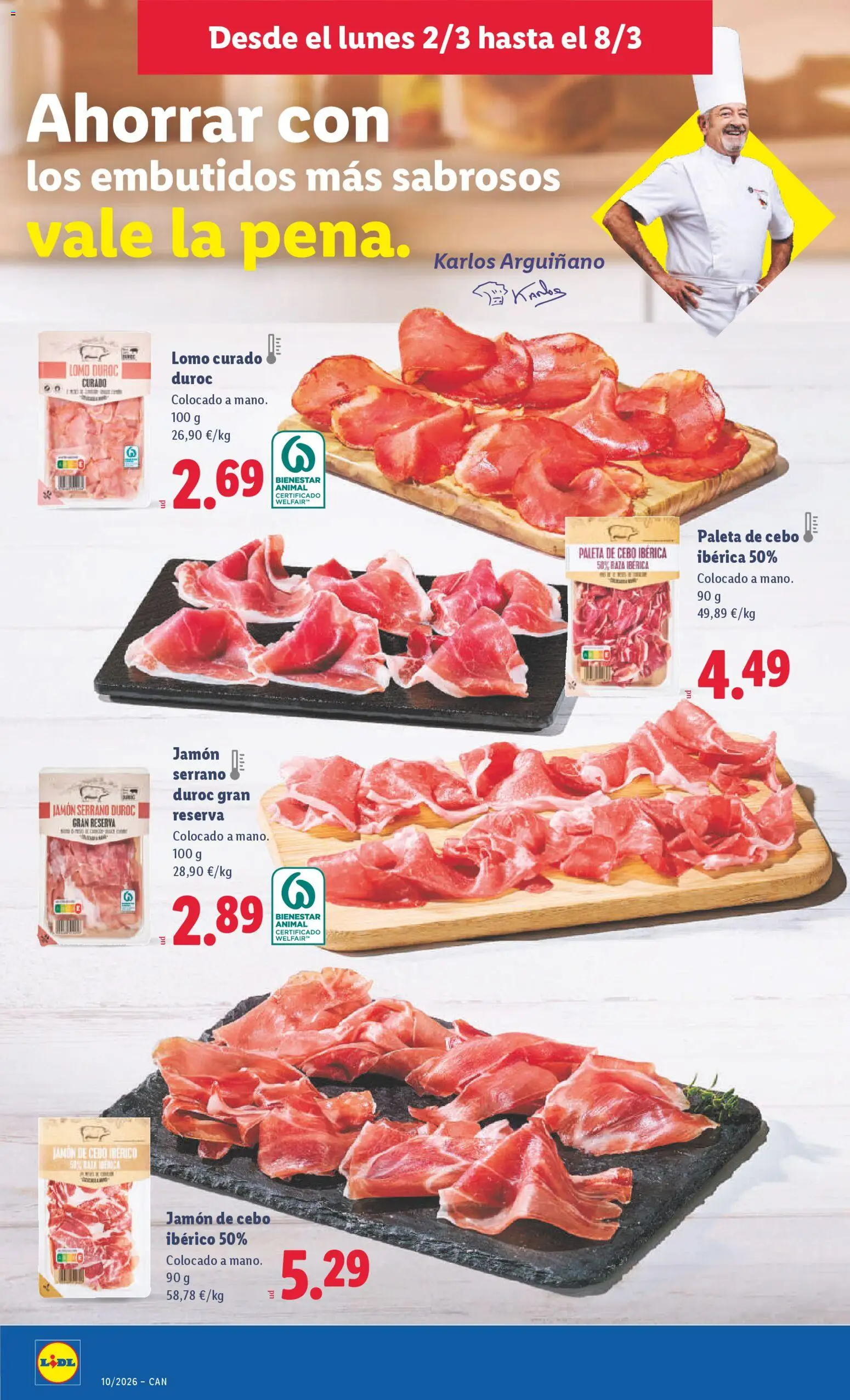 Lidl folleto │ válido desde el 02.03.2026 | Página: 10 | Productos: Jamón serrano, Jamón, Νυχτικό