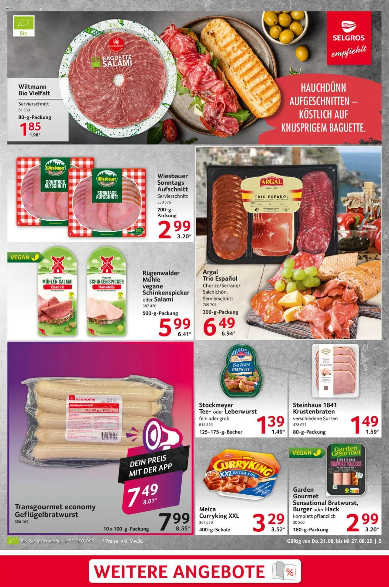 Selgros Prospekt 	 - gültig ab dem 21.08.2025 | Seite: 5 | Produkte: Baguette, Krustenbraten, Schinken, Tee