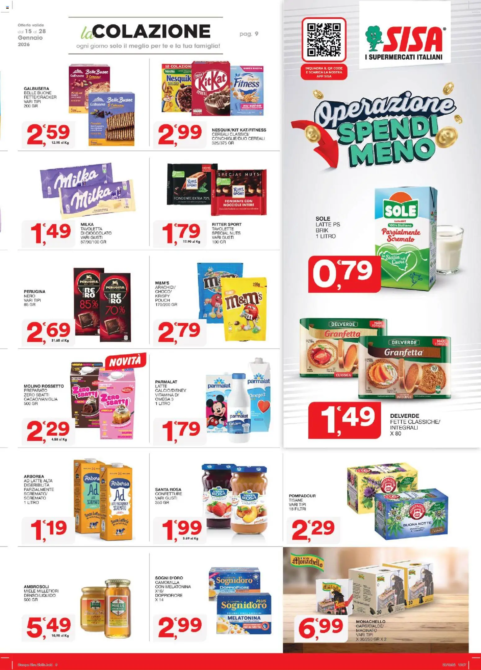 Volantino SISA del 15.01.2026 | Pagina: 9 | Prodotti: Cioccolato, Latte, Nocciole, Miele