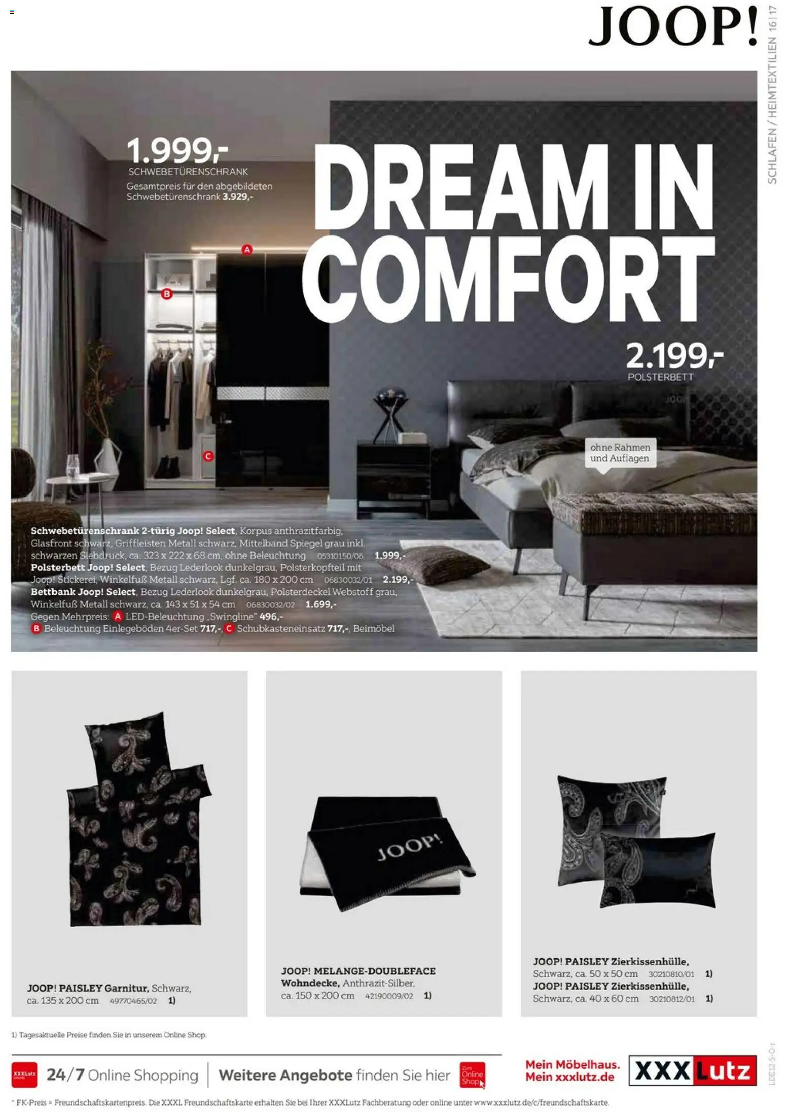 XXXL Lutz JOOP! Home Collection – gültig ab 19.12.2025 | Seite: 17 | Produkte: Schwebetürenschrank, Polsterbett, Spiegel