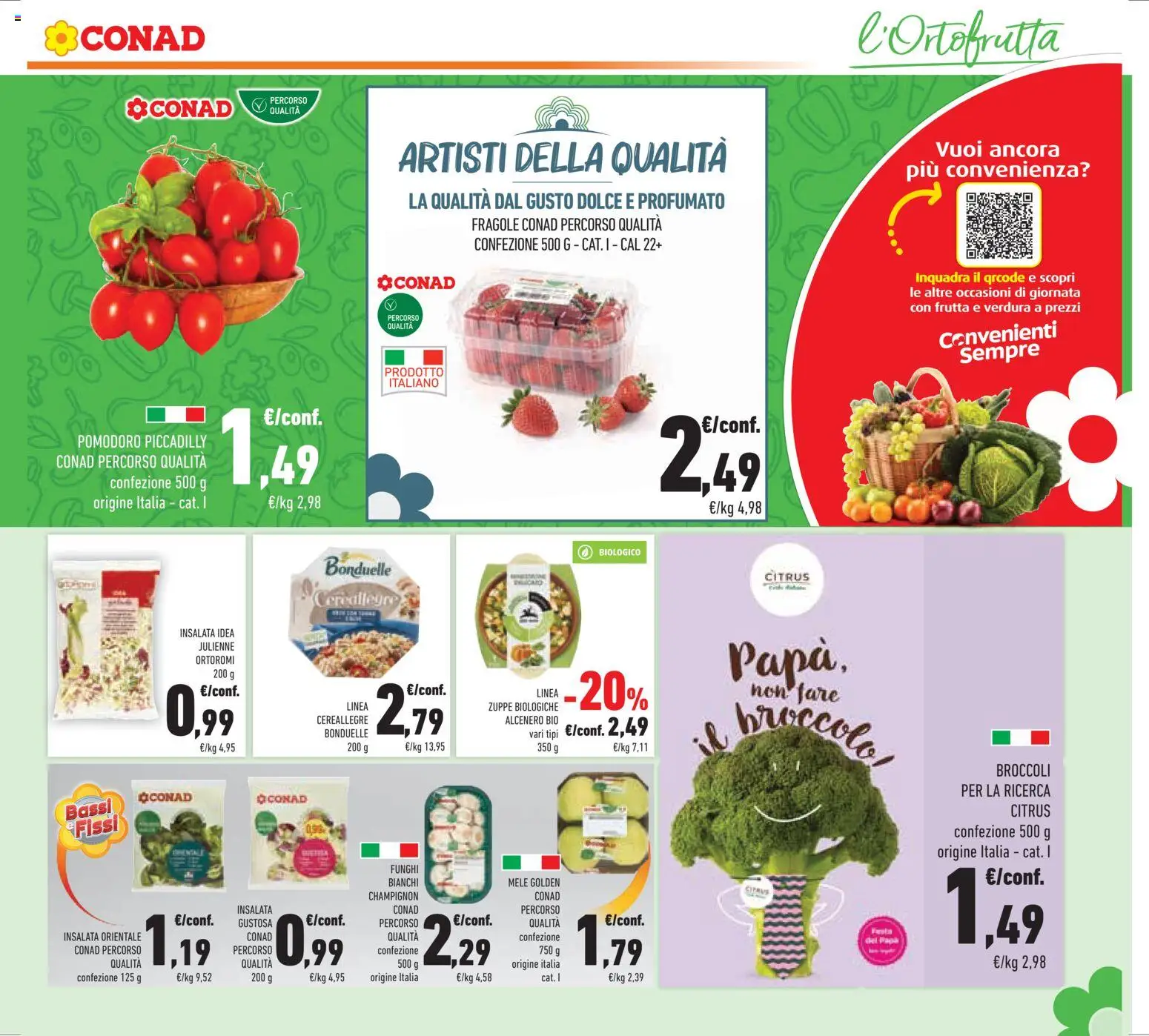 Volantino Conad del 11.03.2026 | Pagina: 11 | Prodotti: Mele, Fragole, Pomodoro, Funghi
