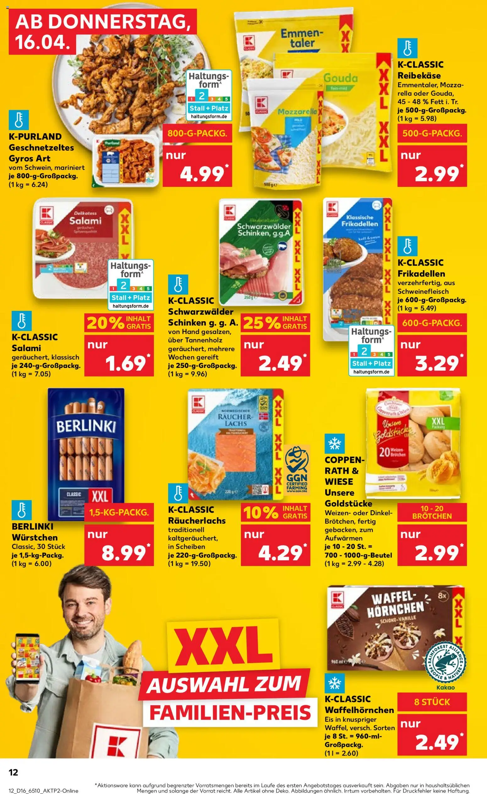 Kaufland Prospekt Völklingen	 – gültig ab 16.04.2026 | Seite: 12 | Produkte: Mozzarella, Salami, Schinken, Eis