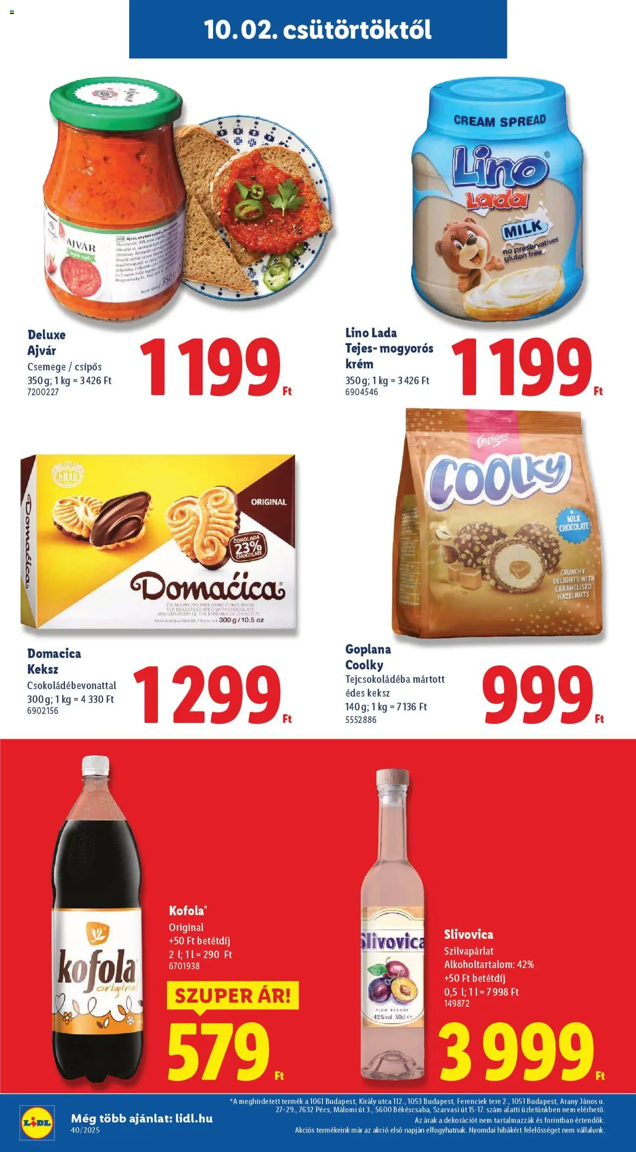 Lidl akciós ujság - amely érvényes a következő dátumtól: 02.10.2025 | Oldal: 24 | Termékek: Ajvár, Brandy, Tea, Keksz