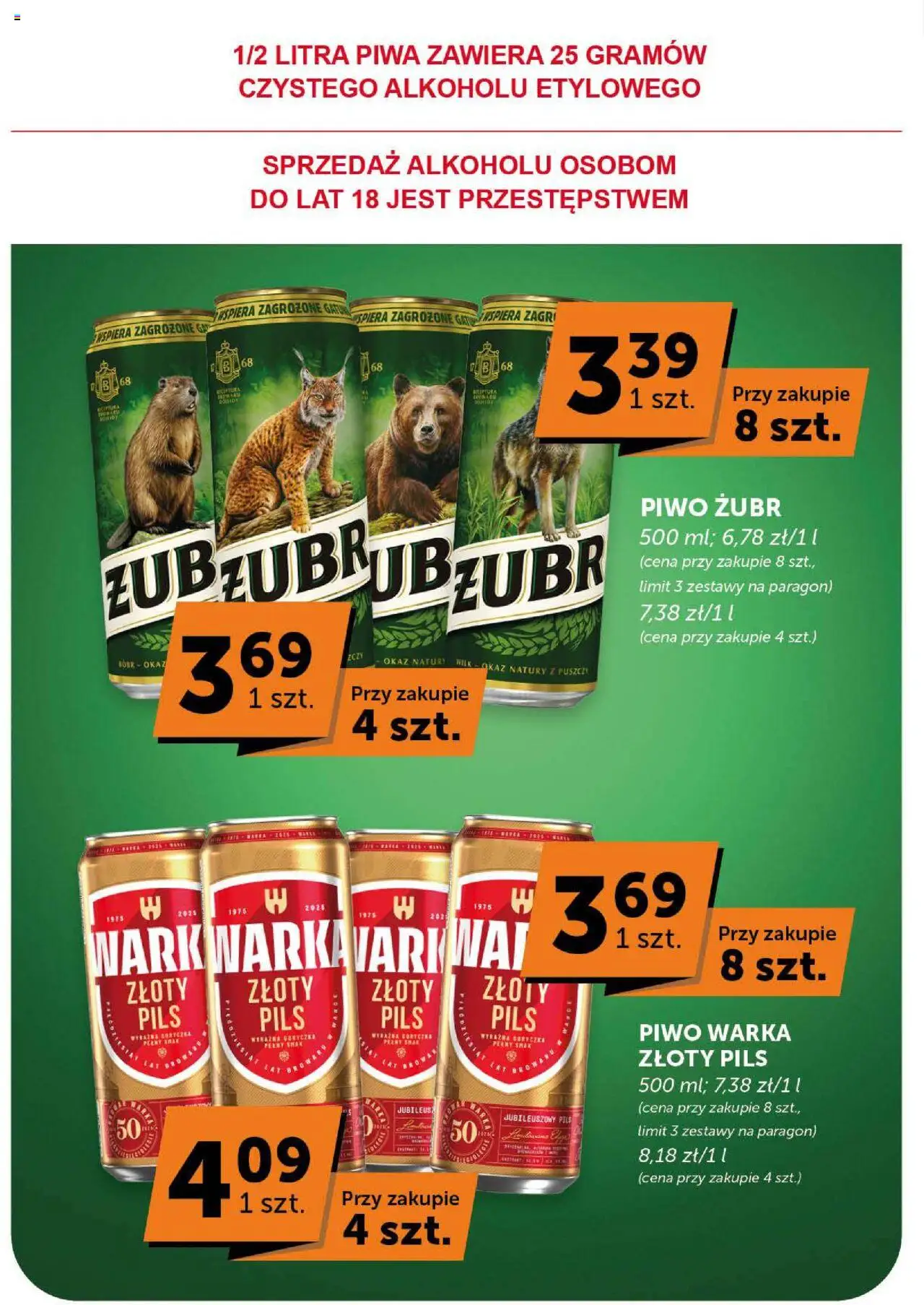 ABC Gazetka - Market od 04.09.2025 | Strona: 36 | Produkty: Piwo żubr, Warka, Piwo Warka, Piwo