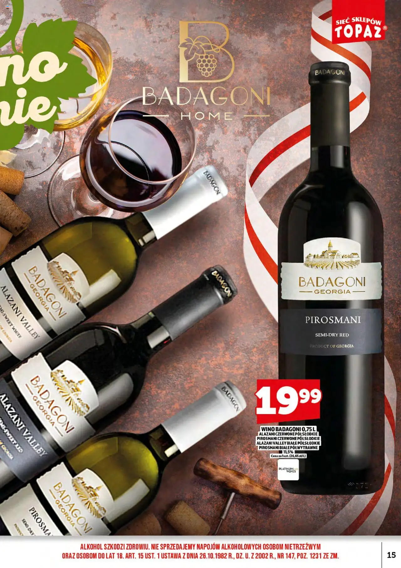 Topaz Gazetka alkoholowa od 15.09.2025 | Strona: 17 | Produkty: Alazani Valley, Wino, Alkohol