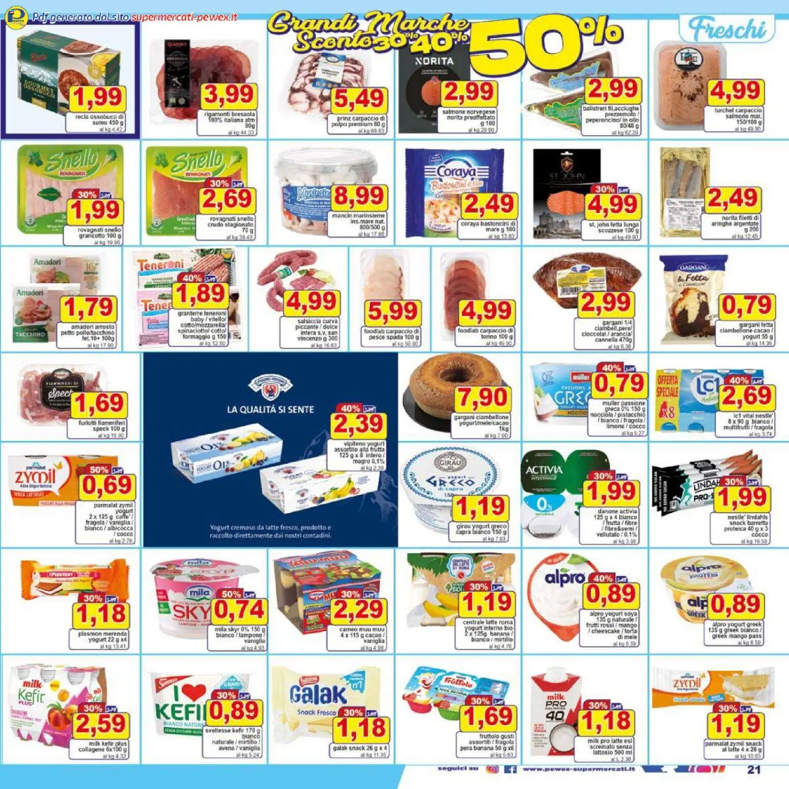 Volantino Pewex del 07.11.2025 | Pagina: 21 | Prodotti: Yogurt, Polpo, Pera, Torta