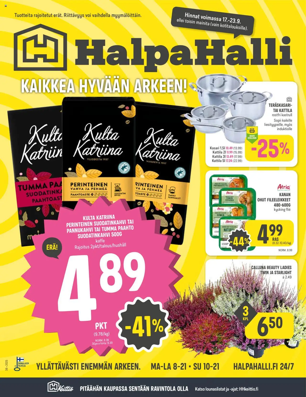 Halpa Halli tarjoukset – voimassa 17.09.2025 alkaen | Sivu: 1 | Tuotteet: Kattila, Voi