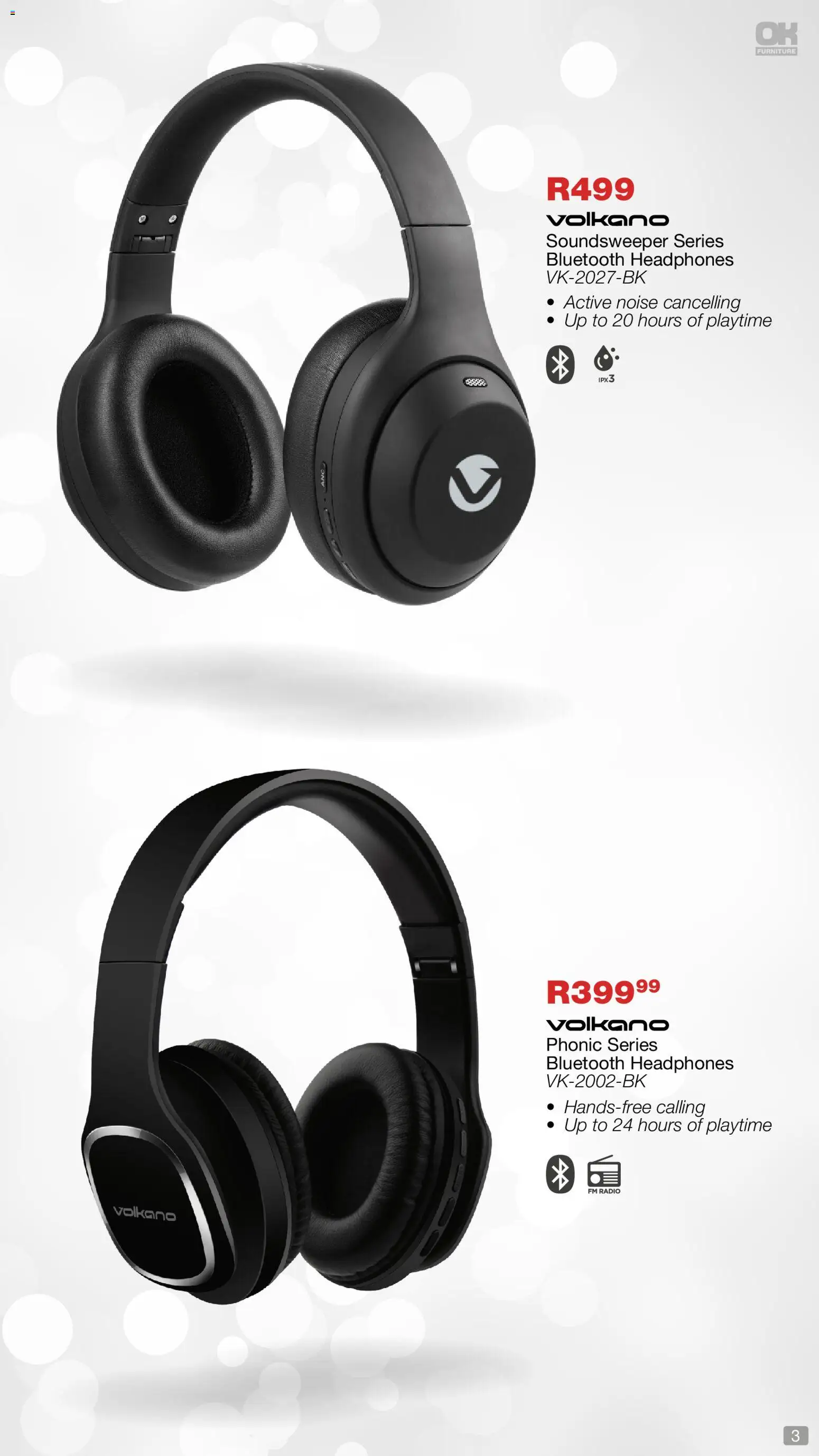New OK Furniture catalogue – valid from 01.12.2025 | Page: 3 | Products: Radio, Headphones