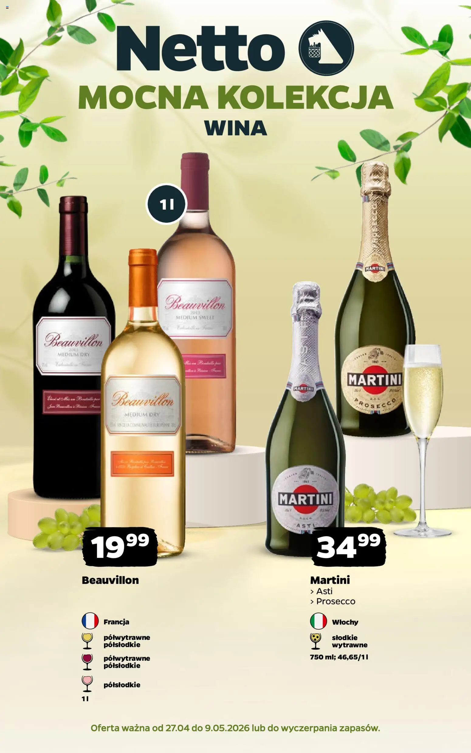 Netto gazetka - Wina od 27.04.2026 | Strona: 1 | Produkty: Martini, Prosecco