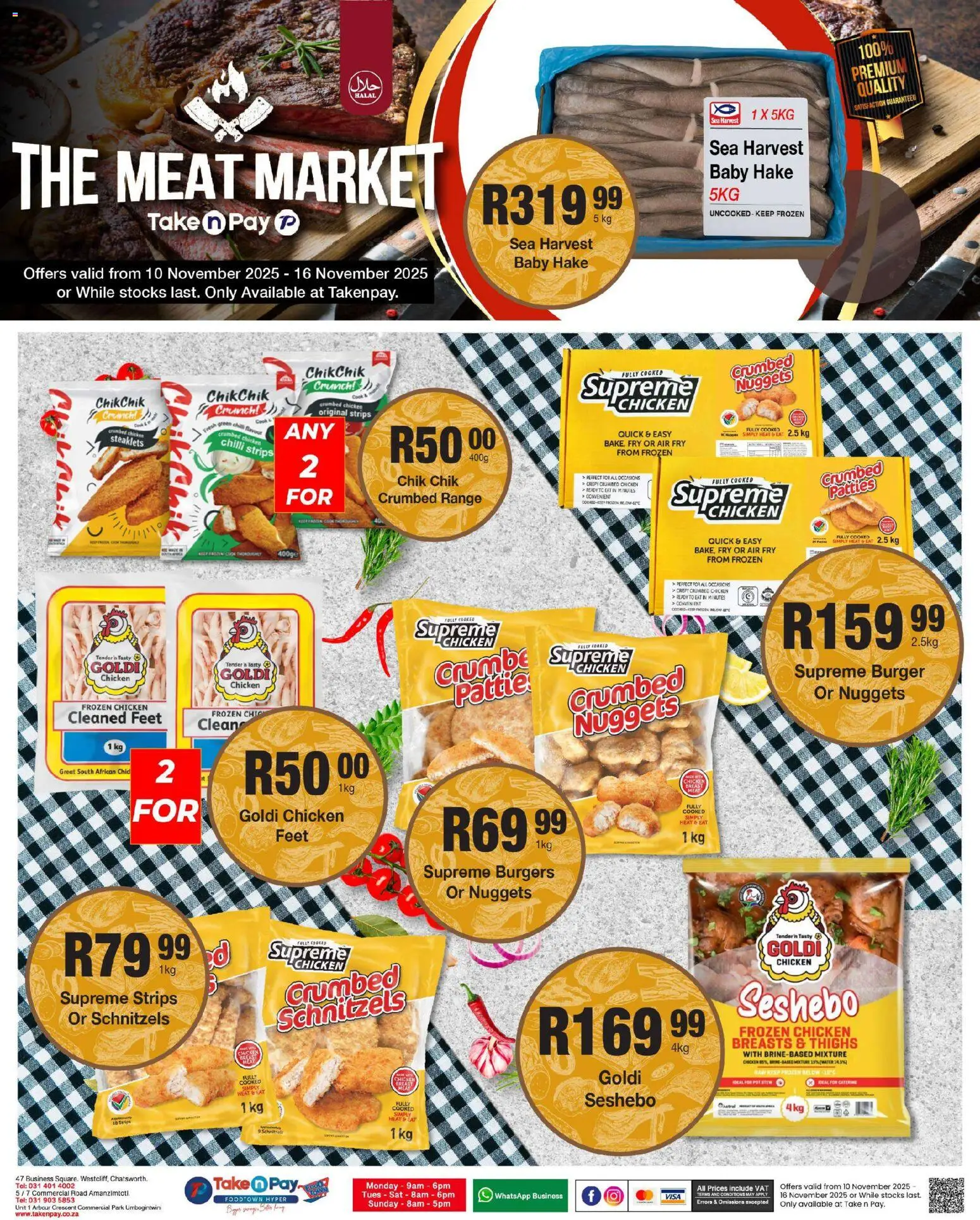 New Take n Pay catalogue – valid from 10.11.2025 | Page: 22 | Products: Chicken, Burgers, Water, Chilli