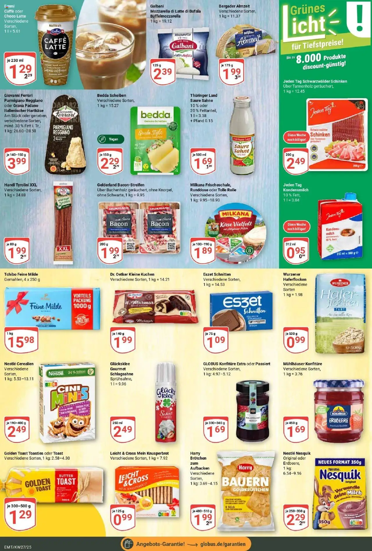 Globus prospekt Mittelhausen	 - gültig ab dem 29.06.2025 | Seite: 15 | Produkte: Milch, Käse, Toast, Kuchen