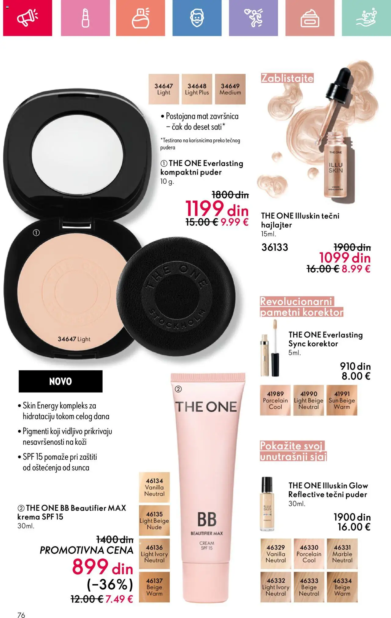 Oriflame katalog - važi od 03.08.2025 | Strana: 76 | Proizvode: Tečni puder, Korektor, Puder, Krema