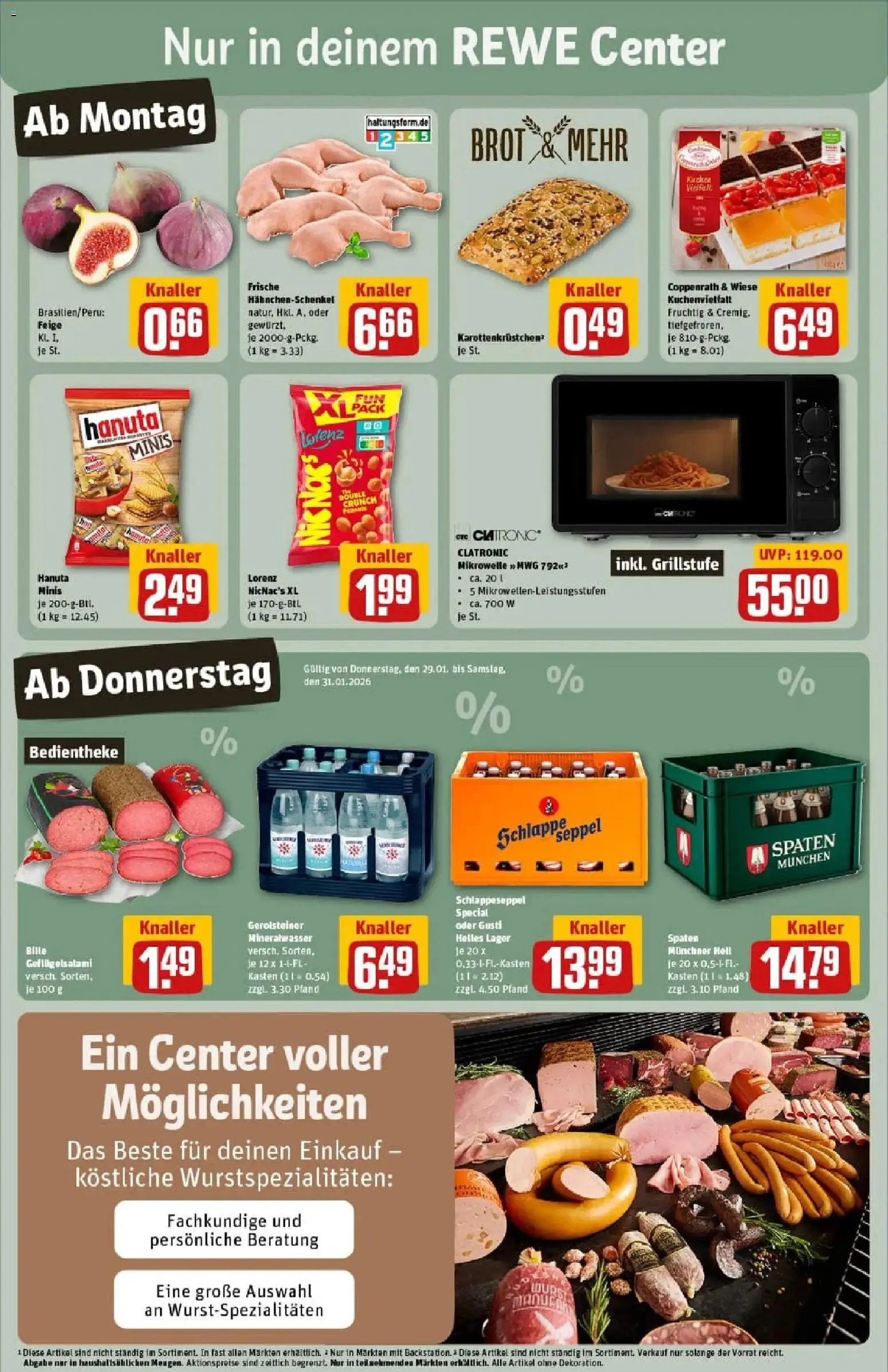 Rewe prospekt Friedrichsdorf	 – gültig ab 26.01.2026 | Seite: 3 | Produkte: Hahnchenschenkel, Mineralwasser, Brot, Salami