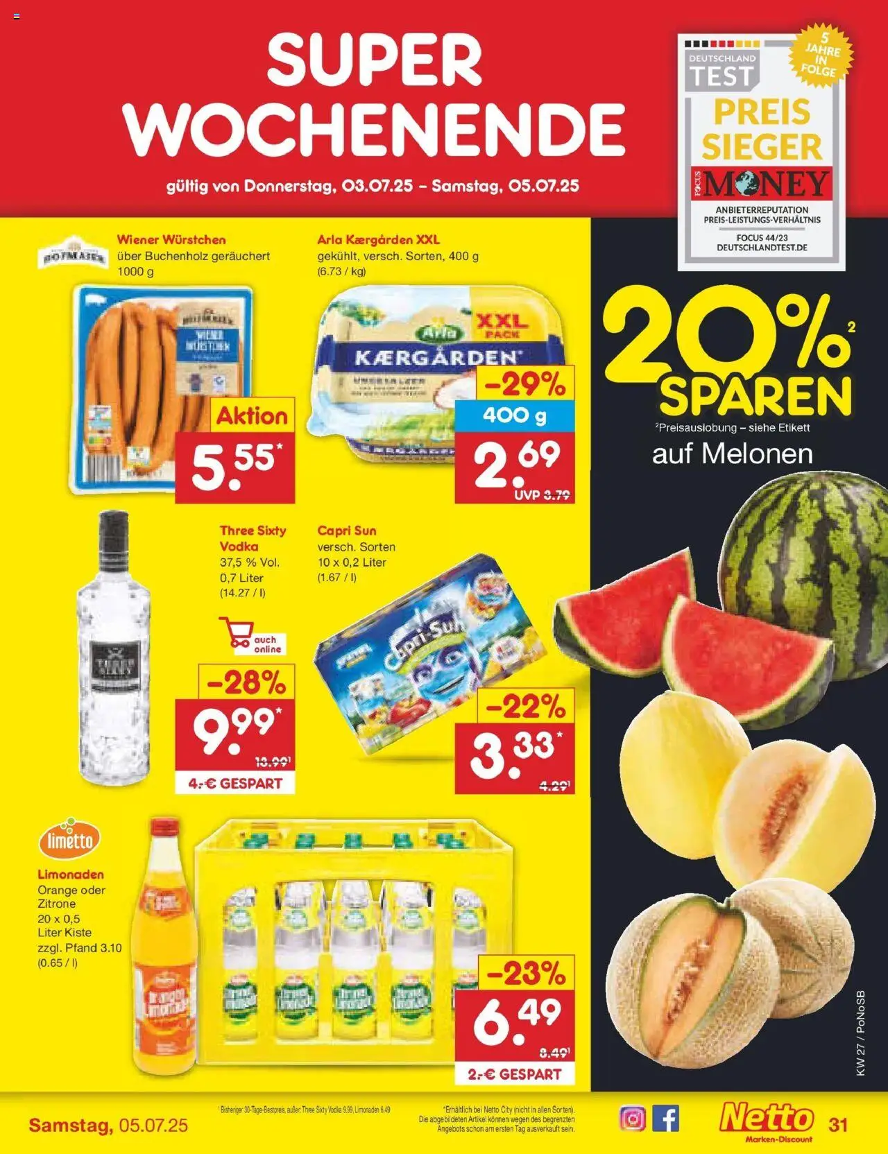 Netto Marken-Discount prospekt Amberg	 - gültig ab dem 29.06.2025 | Seite: 51 | Produkte: Wiener wurstchen, Capri sun, Zitrone, Vodka