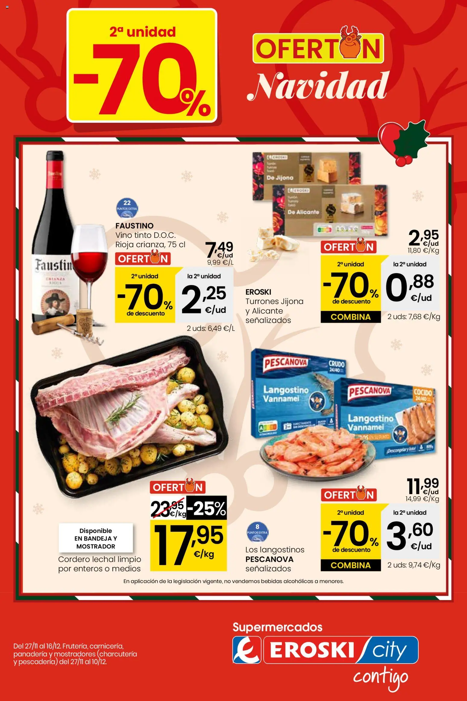 Eroski - Ofertón Navidad City │ válido desde el 27.11.2025 | Página: 1 | Productos: Φίλτρο καφέ, Panadería, Bandeja, Langostino