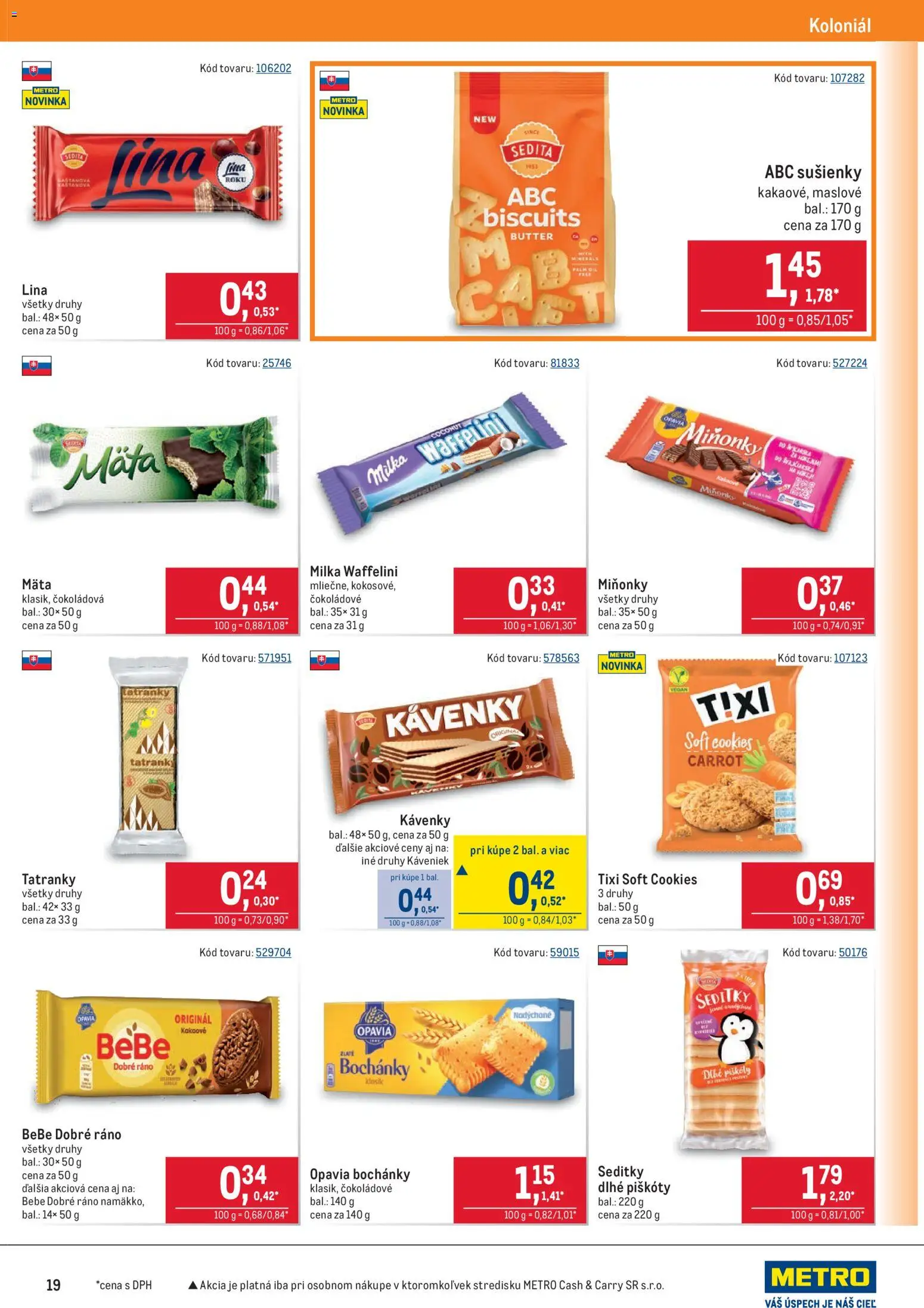 Nové Metro akcie – leták je platný od 08.04.2026 | Strana: 19 | Produkty: BeBe Dobré ráno, Milka