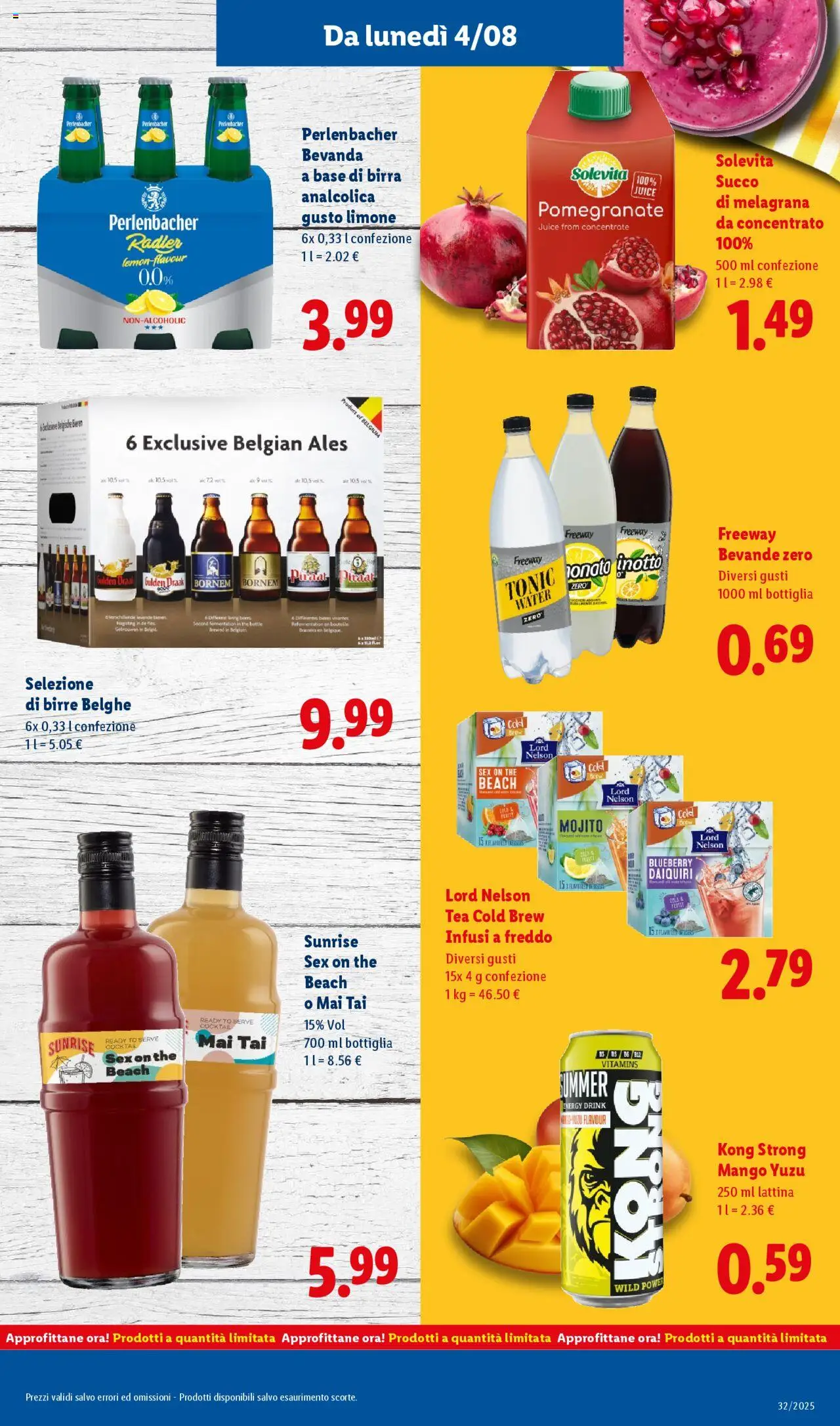 Volantino Lidl del 04.08.2025 | Pagina: 25 | Prodotti: Birra, Limone, The, Bottiglia