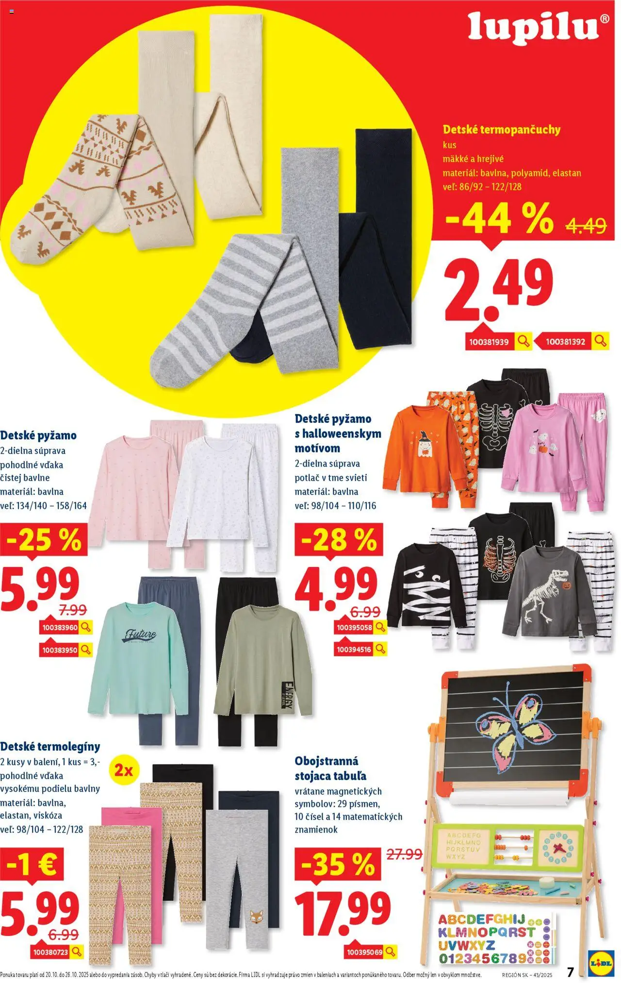 Nové Lidl akcie – leták je platný od 20.10.2025 | Strana: 7 | Produkty: Pyžamo