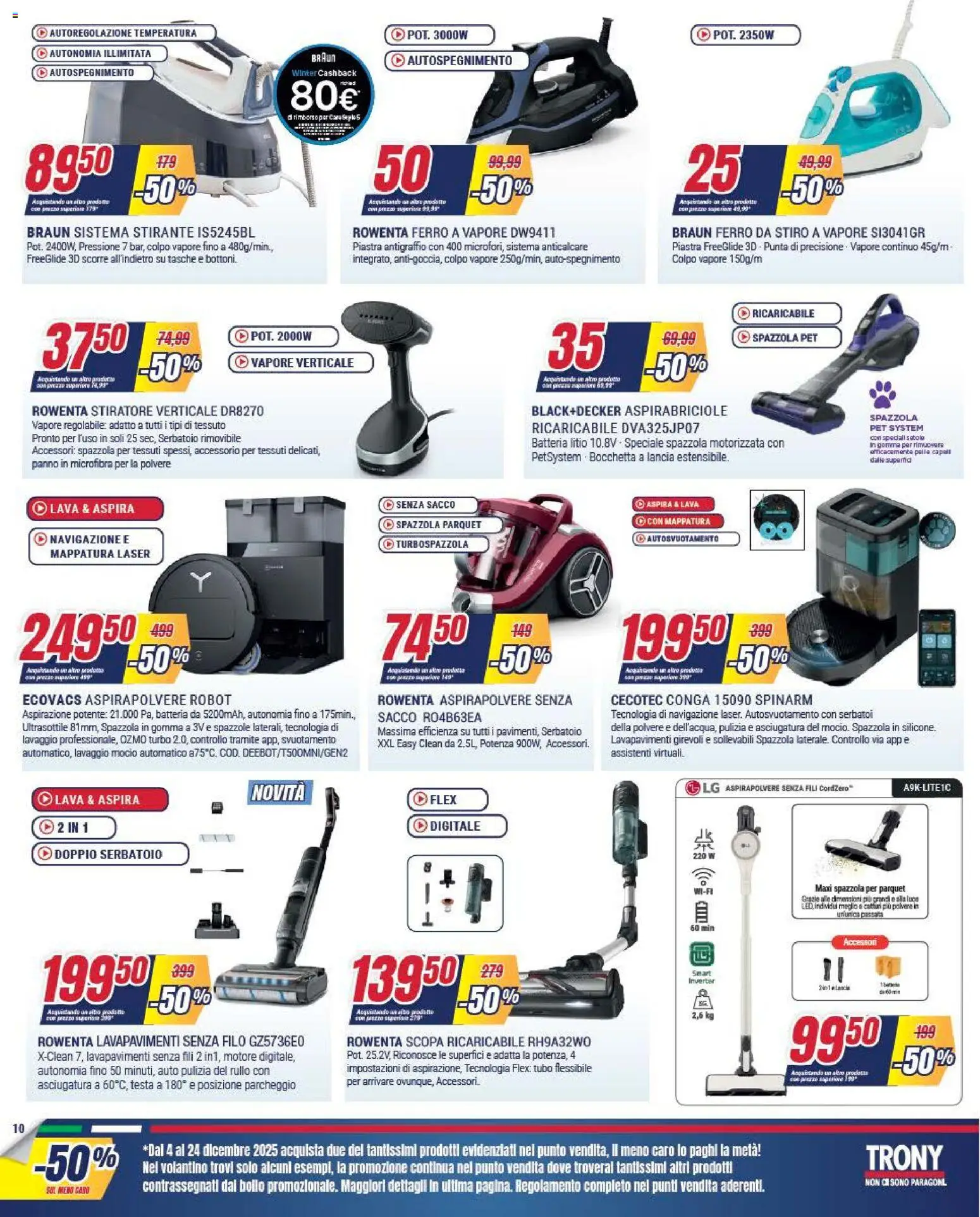 Volantino Trony del 04.12.2025 | Pagina: 10 | Prodotti: Tubo, Scopa, Navigazione, Batteria