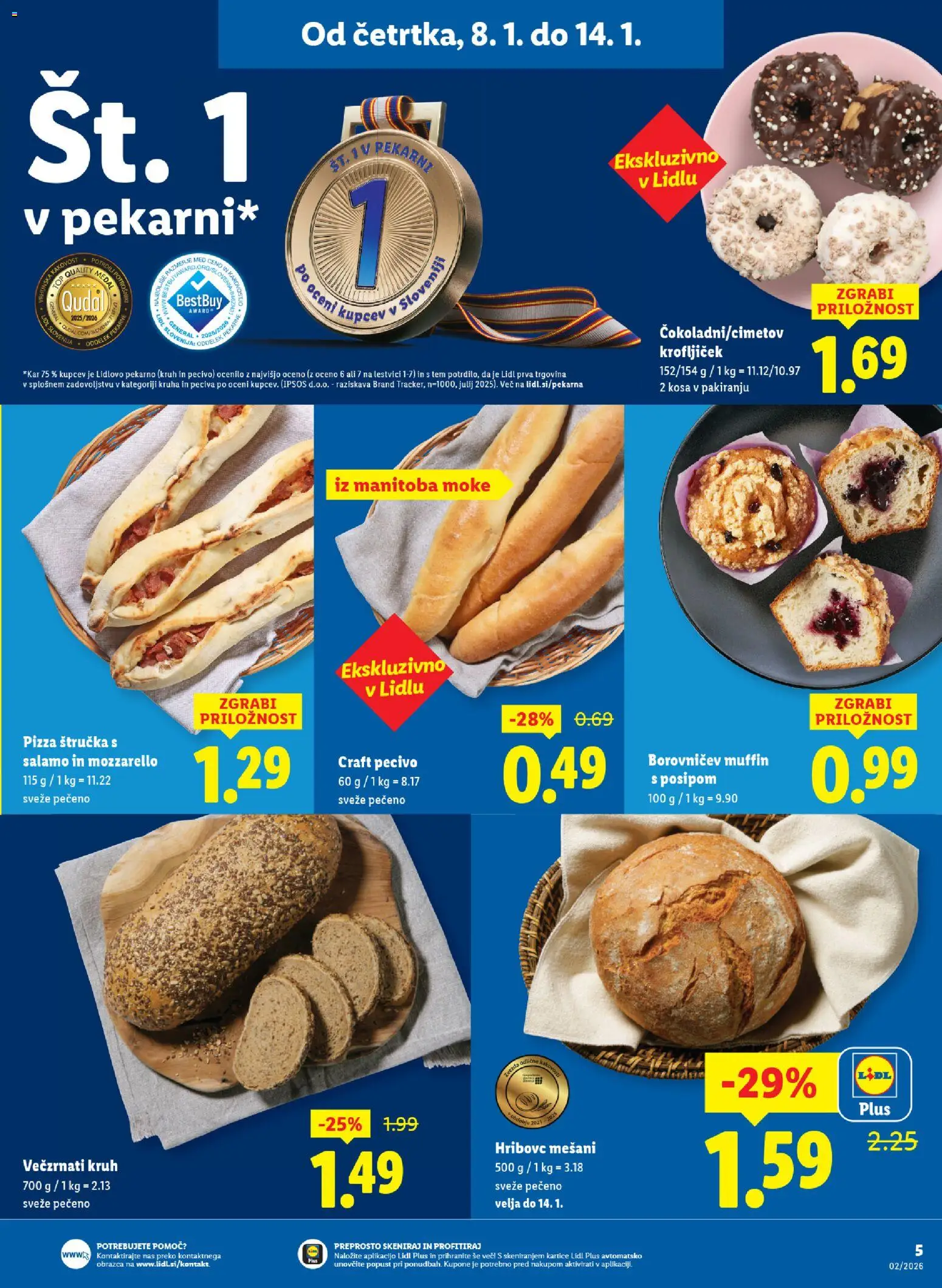 Novi Lidl katalog ponudbe – veljaven od 08.01.2026 | Stran: 5 | Izdelki: Štručka, Kruh