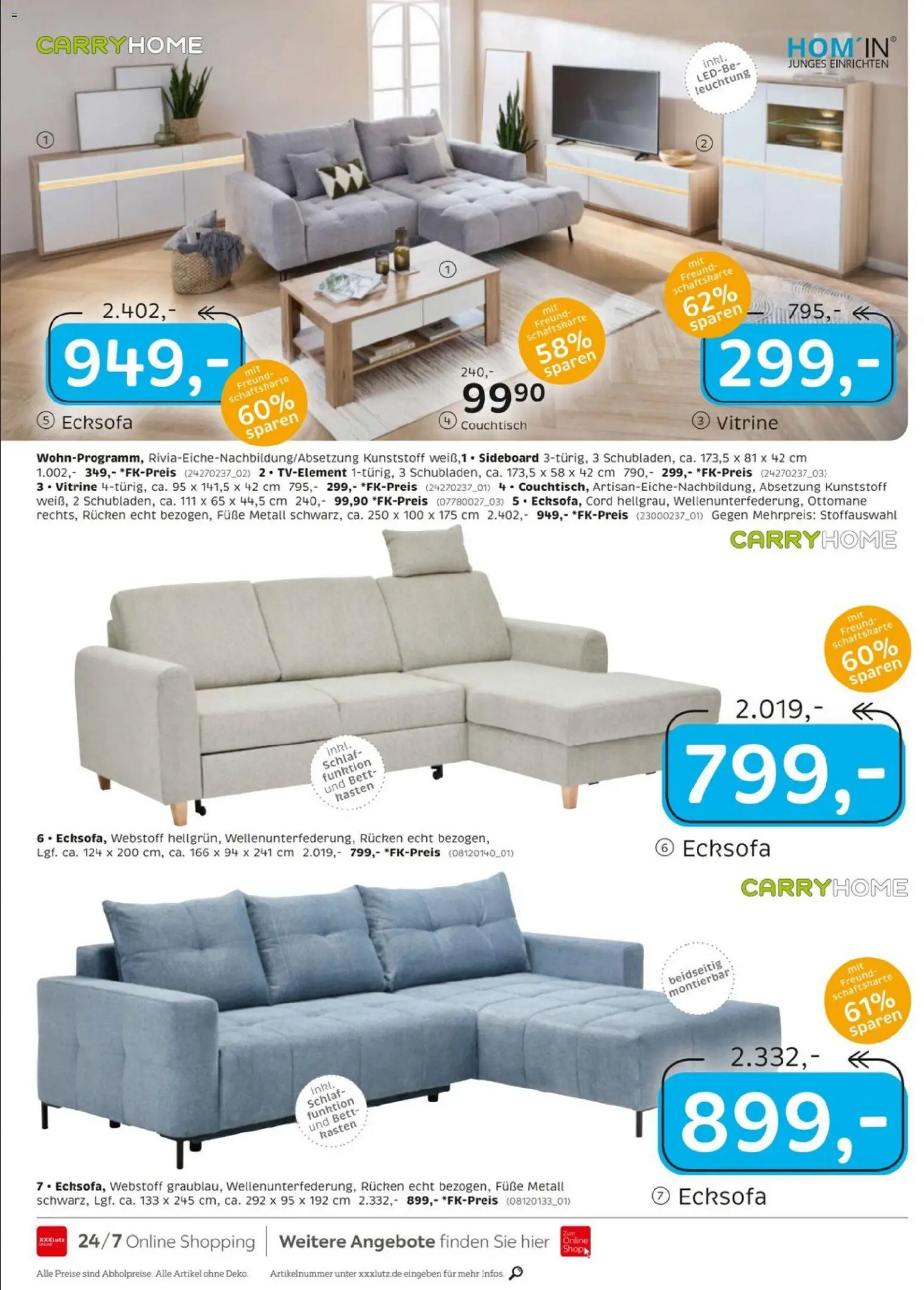 XXXL Lutz - Junges Wohnen – gültig ab 27.12.2025 | Seite: 12 | Produkte: Ecksofa, Bett, Vitrine, Couchtisch