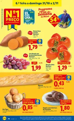 Pré-visualização Argolas com Cobertura de Chocolate, Cada unid. 60 g; 100 g = 0.75 válido de 27.10.2025 | Página: 40
