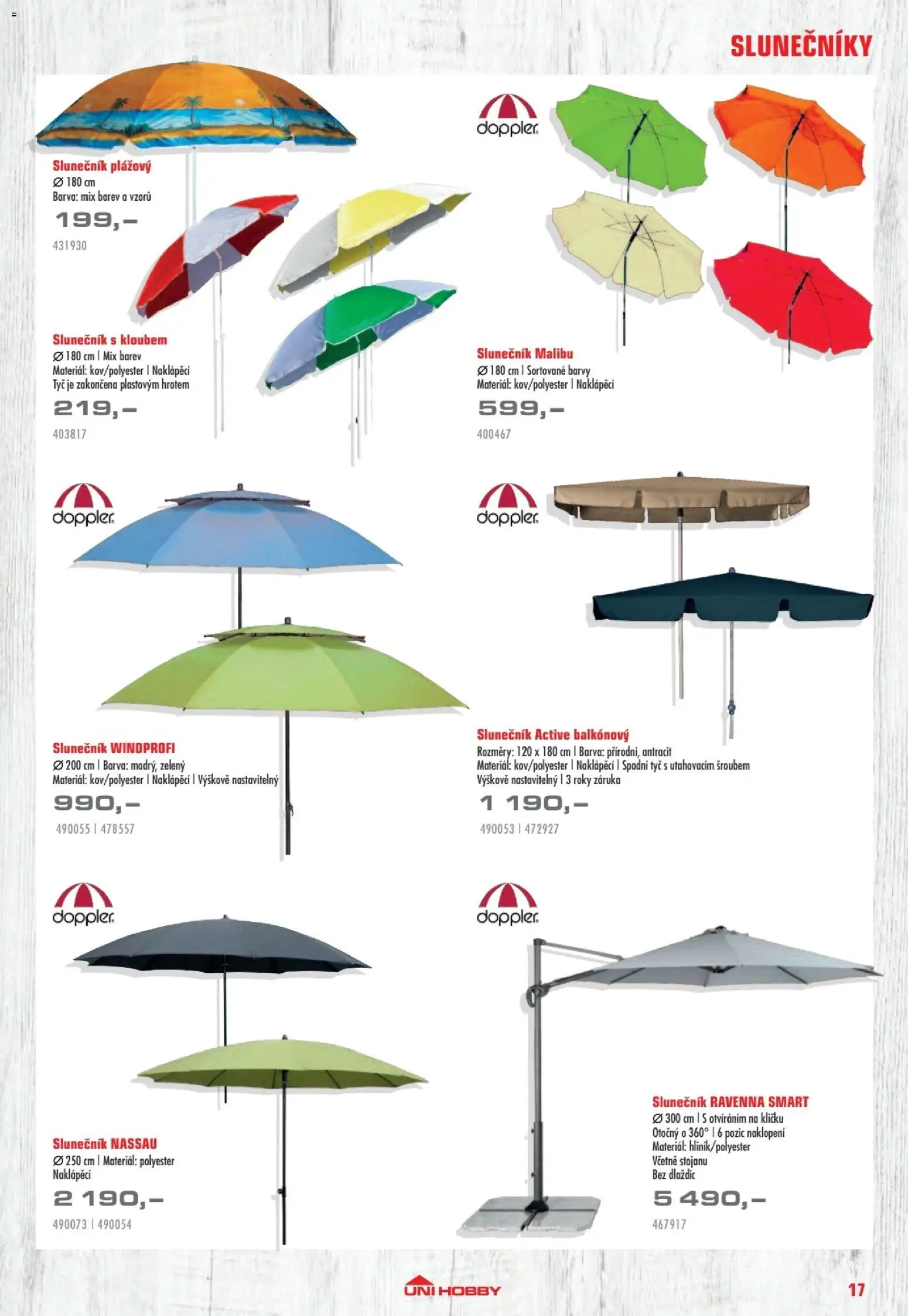 Uni Hobby katalog - Nábytek, grily a bazény 2026 od 10.04.2026 | Strana: 17 | Produkty: Malibu, Barvy, Slunečník