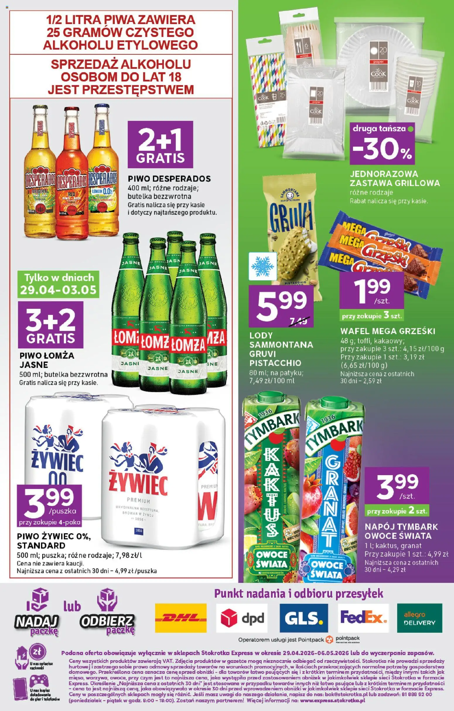Stokrotka gazetka - Express od 29.04.2026 | Strona: 6 | Produkty: Piwo Desperados, Piwo, Lody, Owoce
