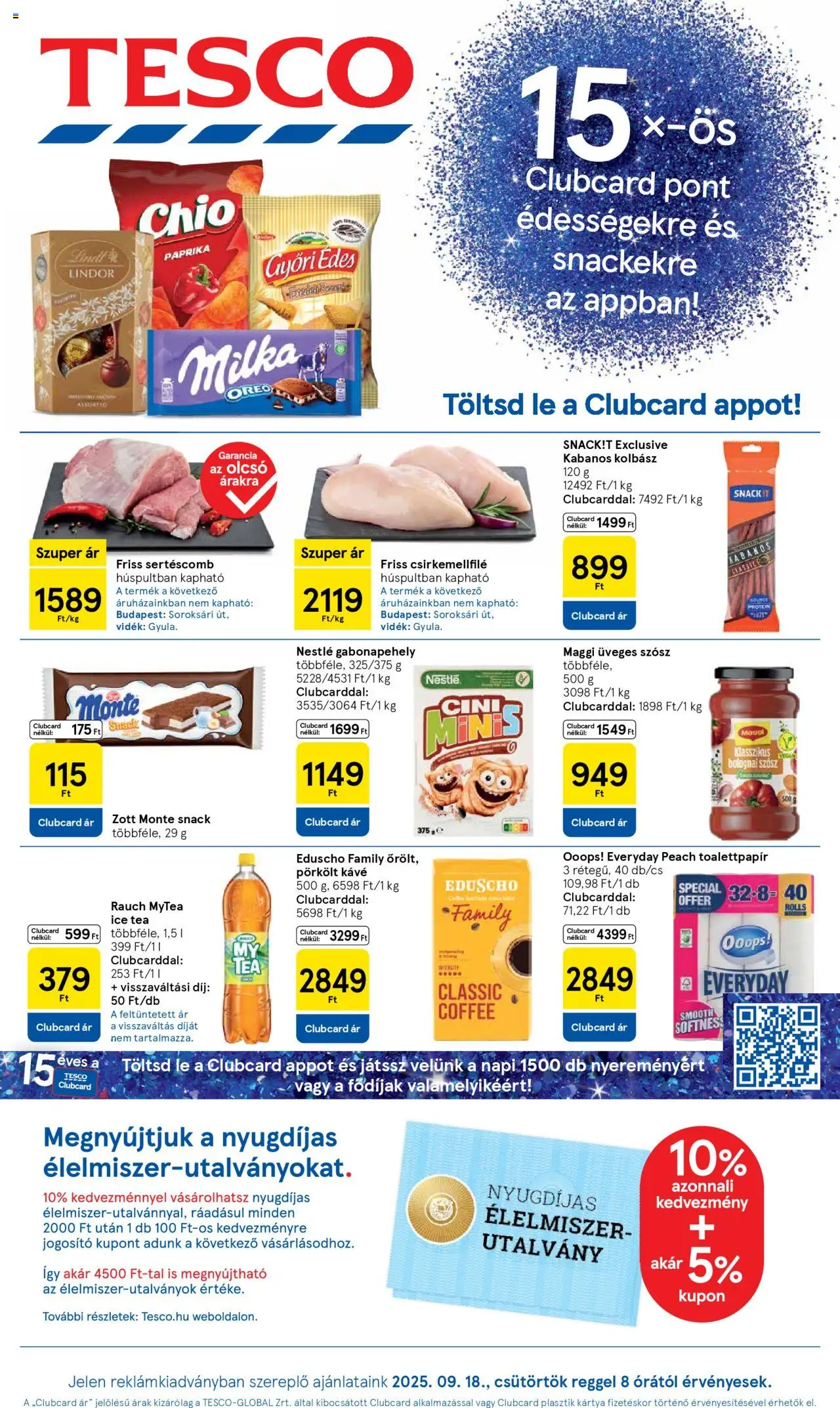 Tesco akciós ujság - amely érvényes a következő dátumtól: 18.09.2025 | Oldal: 1 | Termékek: Bolognai szósz, Ice tea, Tea, Szósz