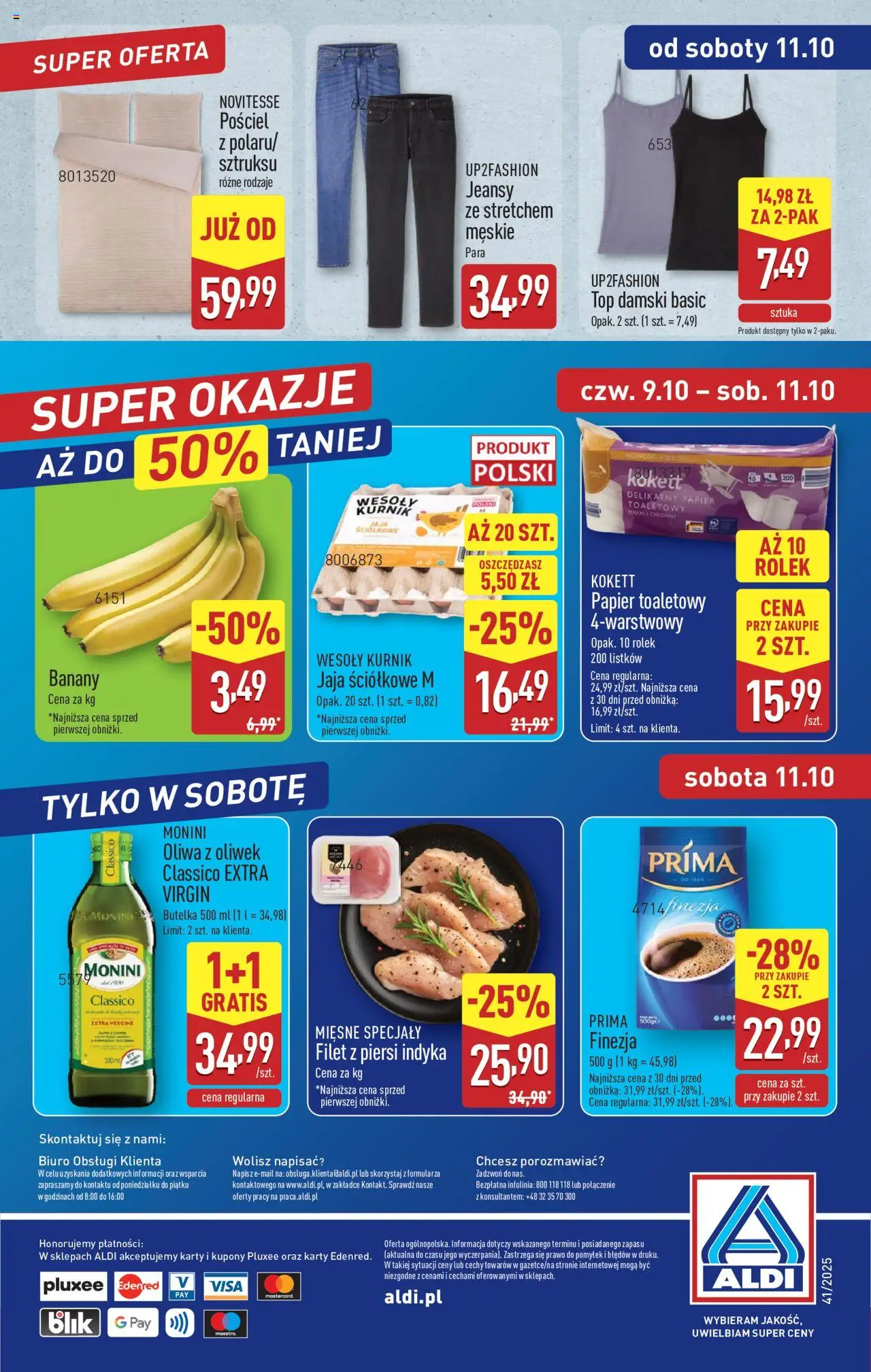 Aldi Gazetka - Okazje na weekend od 09.10.2025 | Strona: 10 | Produkty: Pościel, Top, Oliwa z oliwek, Banany