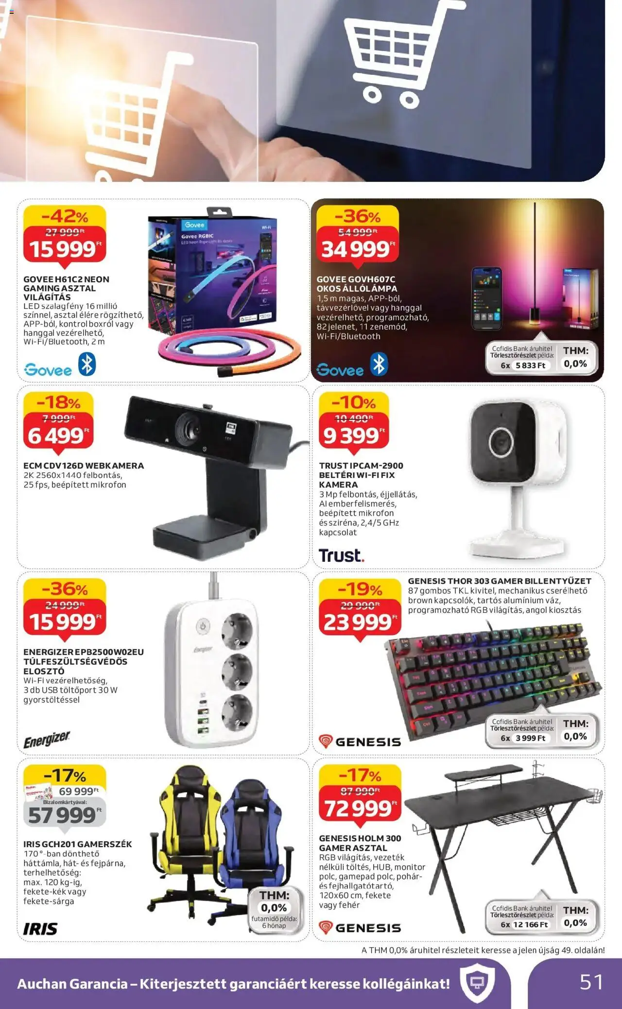 Auchan akciós ujság - amely érvényes a következő dátumtól: 16.10.2025 | Oldal: 51 | Termékek: Állólámpa, Mikrofon, Webkamera, Gamepad