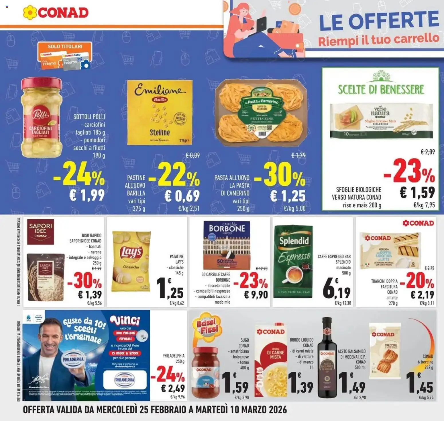 Volantino Conad del 25.02.2026 | Pagina: 26 | Prodotti: Aceto, Lavazza, Pomodori secchi, Fettuccine