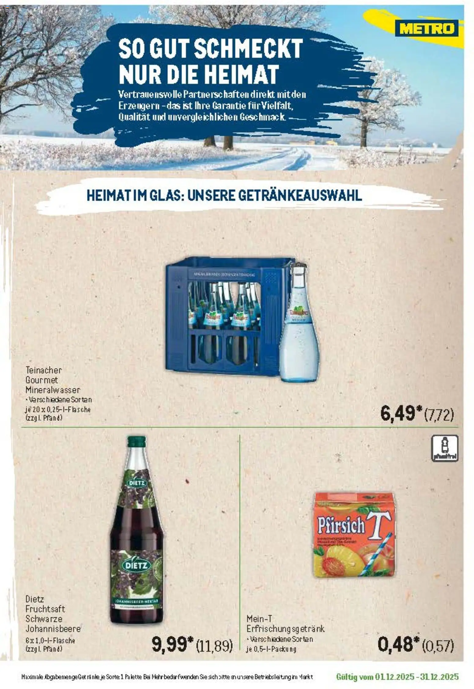 Metro Regionaler Flyer – gültig ab 01.12.2025 | Seite: 36 | Produkte: Mineralwasser, Pfirsich, Fruchtsaft