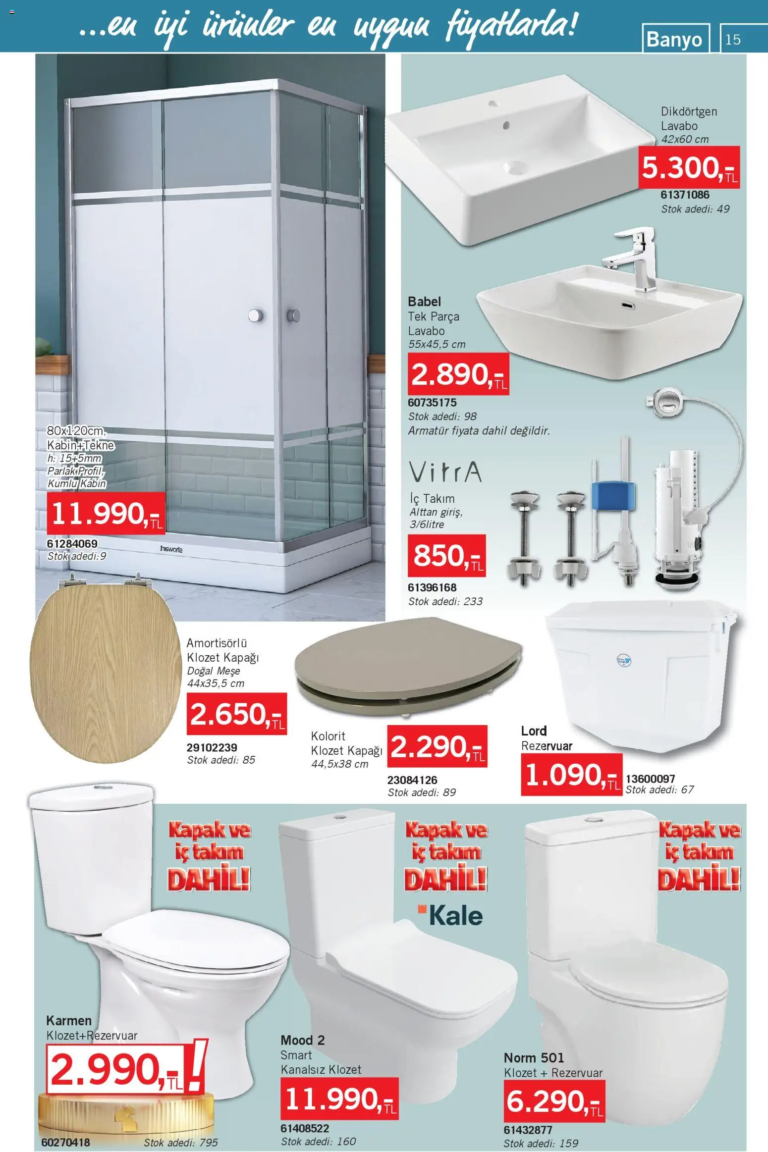 Bauhaus Katalog - 01.11.2025 tarihinden itibaren geçerlidir | Sayfa: 15 | Ürünler: Lavabo, Banyo