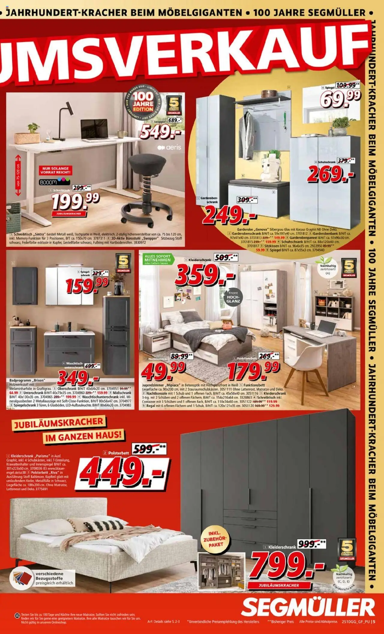 Segmüller Jahrhundert Kracher – gültig ab 20.09.2025 | Seite: 5 | Produkte: Kleiderschrank, Regal, Unterschrank, Midischrank