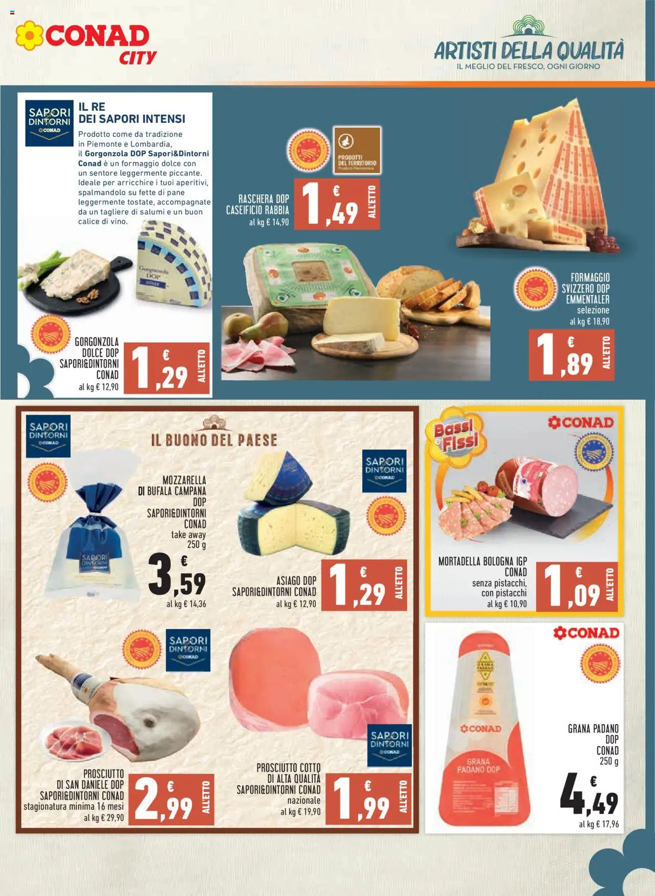 Volantino Conad del 09.10.2025 | Pagina: 5 | Prodotti: Pane, Mozzarella, Grana Padano, Gorgonzola