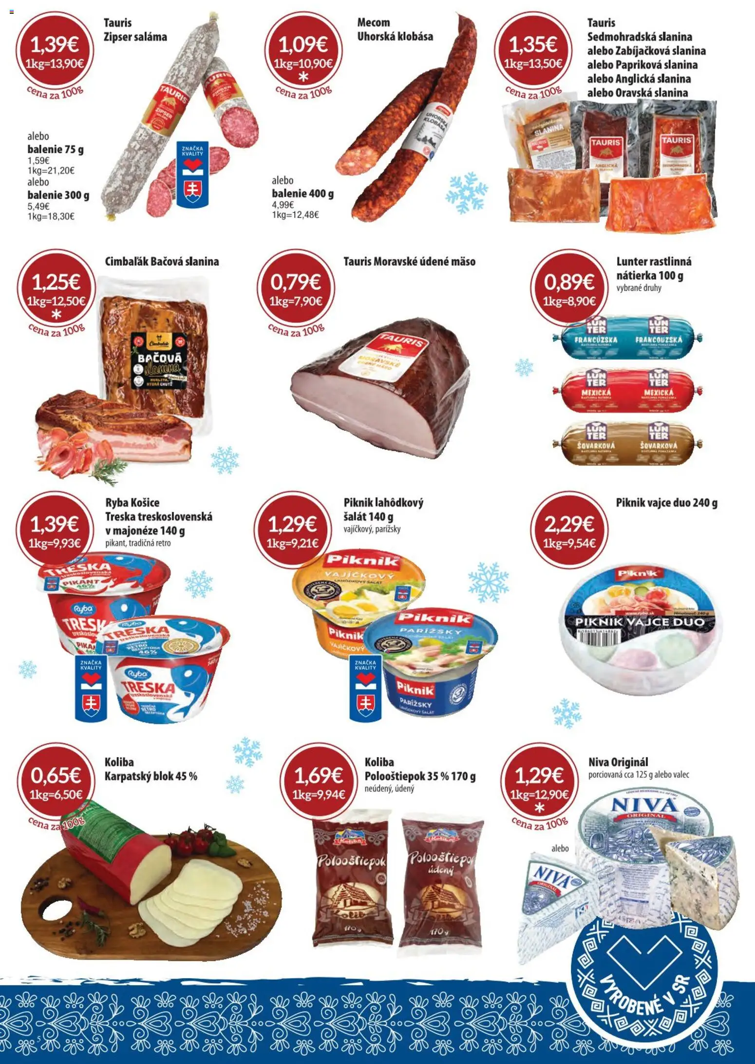 Nové Sintra akcie – leták je platný od 01.12.2025 | Strana: 5 | Produkty: Slanina, Ryba, Šalát, Treska