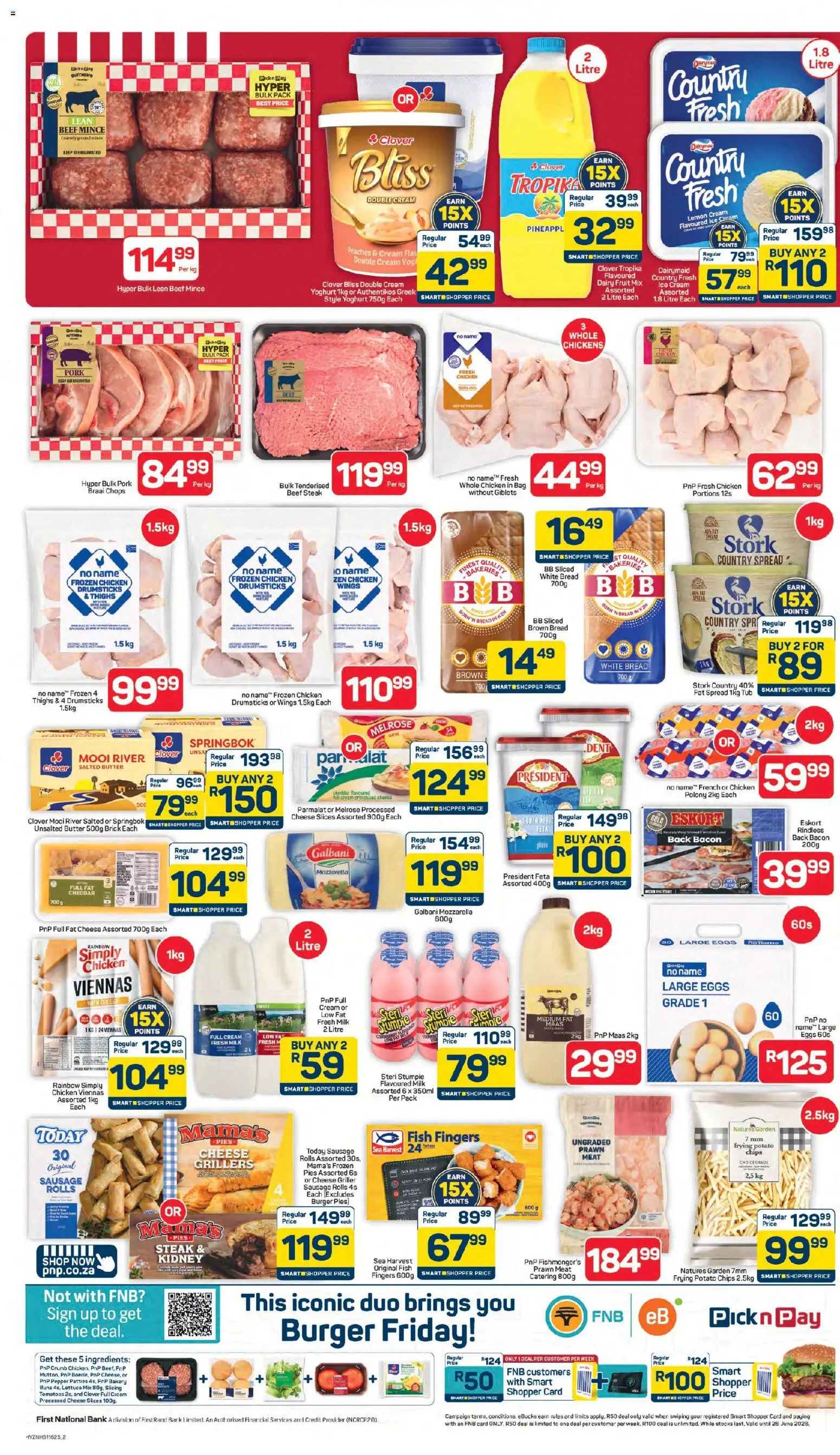 New Pick n Pay catalogue – valid from 24.04.2026 | Page: 2 | Products: Bread, Fish, Cream, Bacon