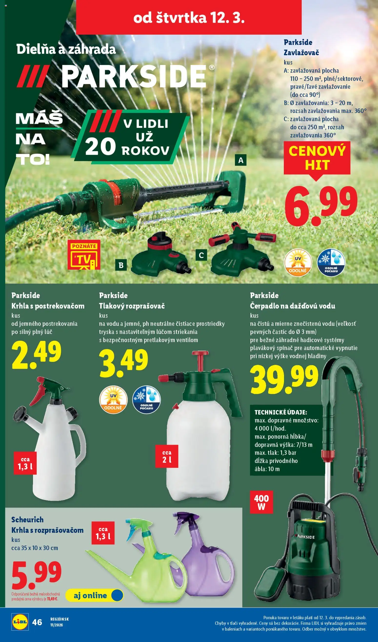 Nové Lidl akcie – leták je platný od 09.03.2026 | Strana: 82 | Produkty: Čerpadlo, Parkside