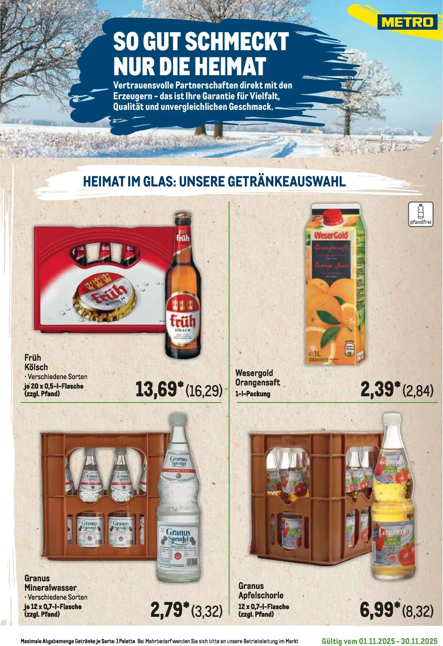 Metro Regionaler Flyer – gültig ab 01.11.2025 | Seite: 25 | Produkte: Orangensaft, Mineralwasser