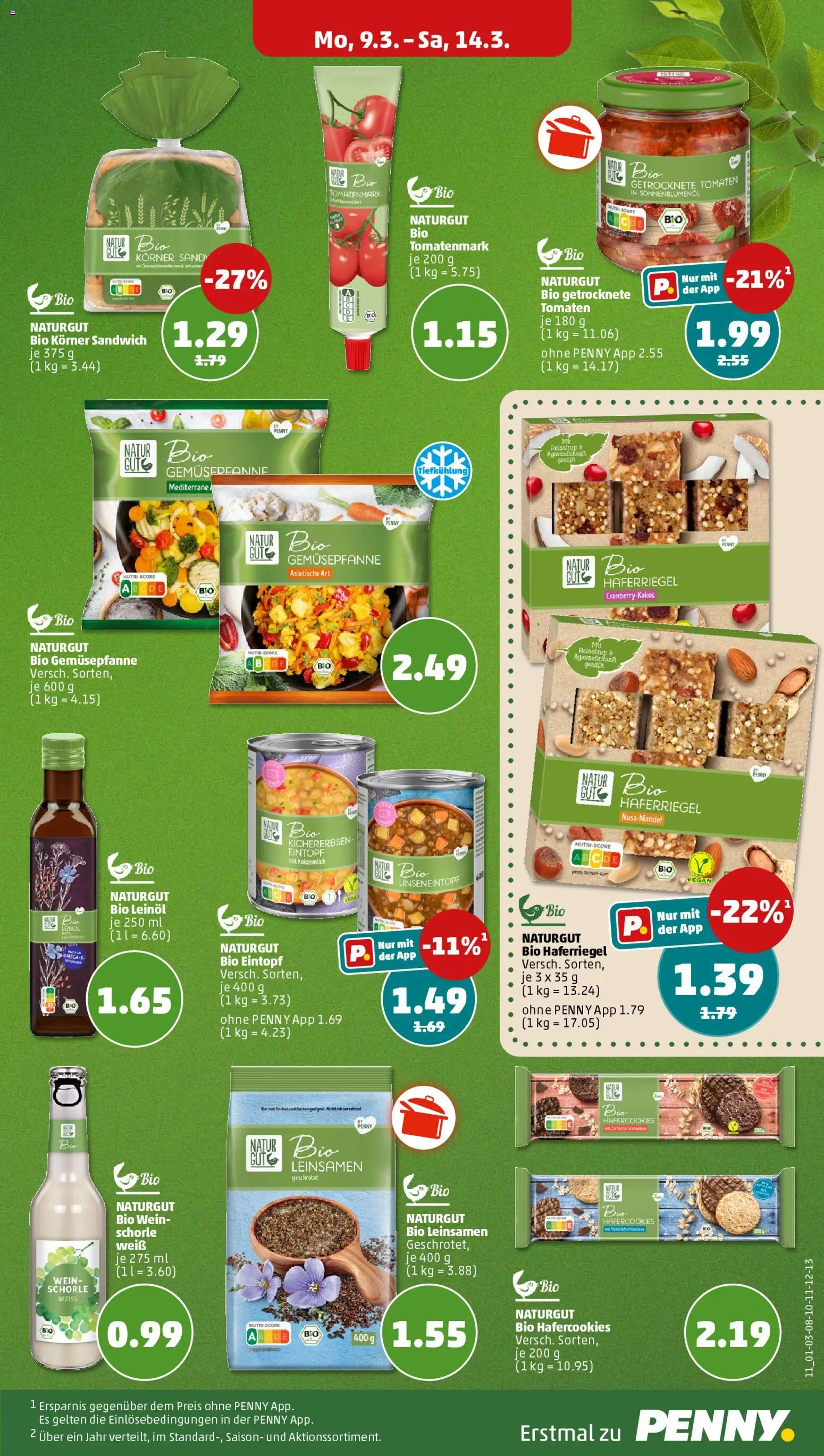 Penny Prospekt 	 – gültig ab 09.03.2026 | Seite: 13 | Produkte: Leinöl, Sonnenblumenol, Tomaten, Wein