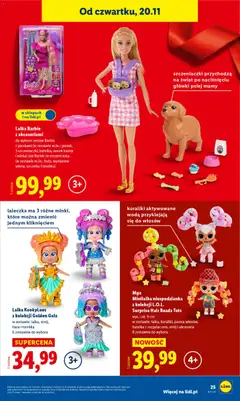 Pogląd oferty "Lalka Barbie z akcesoriami, do wyboru zestaw Barbie z pieskami (w zestawie m.in.: piesek, 3 szczeniaczki, butelka, worek karmy i miska) lub Barbie ze strojem kota (w zestawie m.in.: buty, wymienne włosy, szczotka i torebka)" - ważna od 03.11.2025 | Strona: 25 | Produkty: Torebka, Lalka, Barbie, Woda