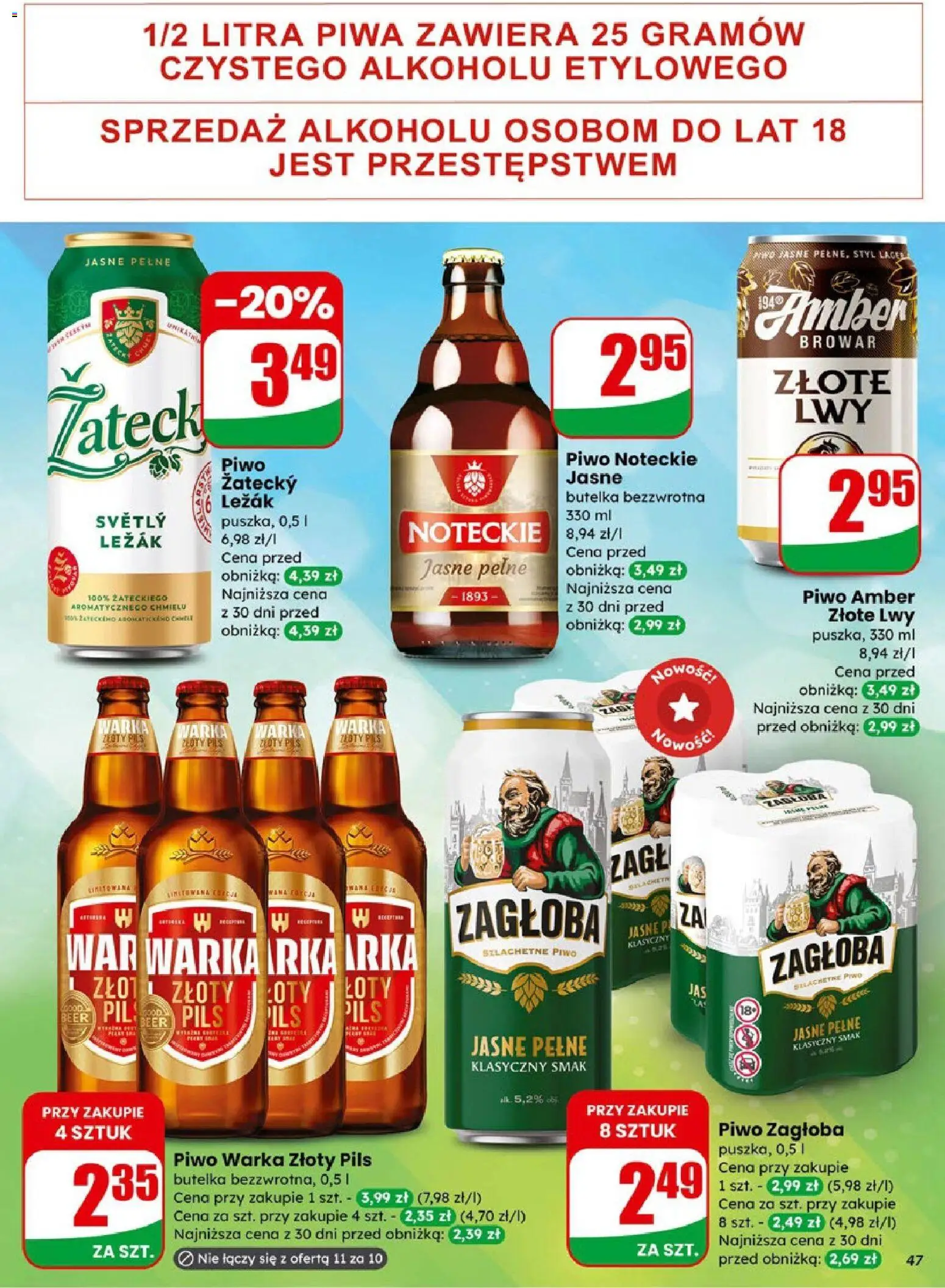 Dino Gazetka od 07.01.2026 | Strona: 47 | Produkty: Leżak, Warka, Piwo Warka, Piwo