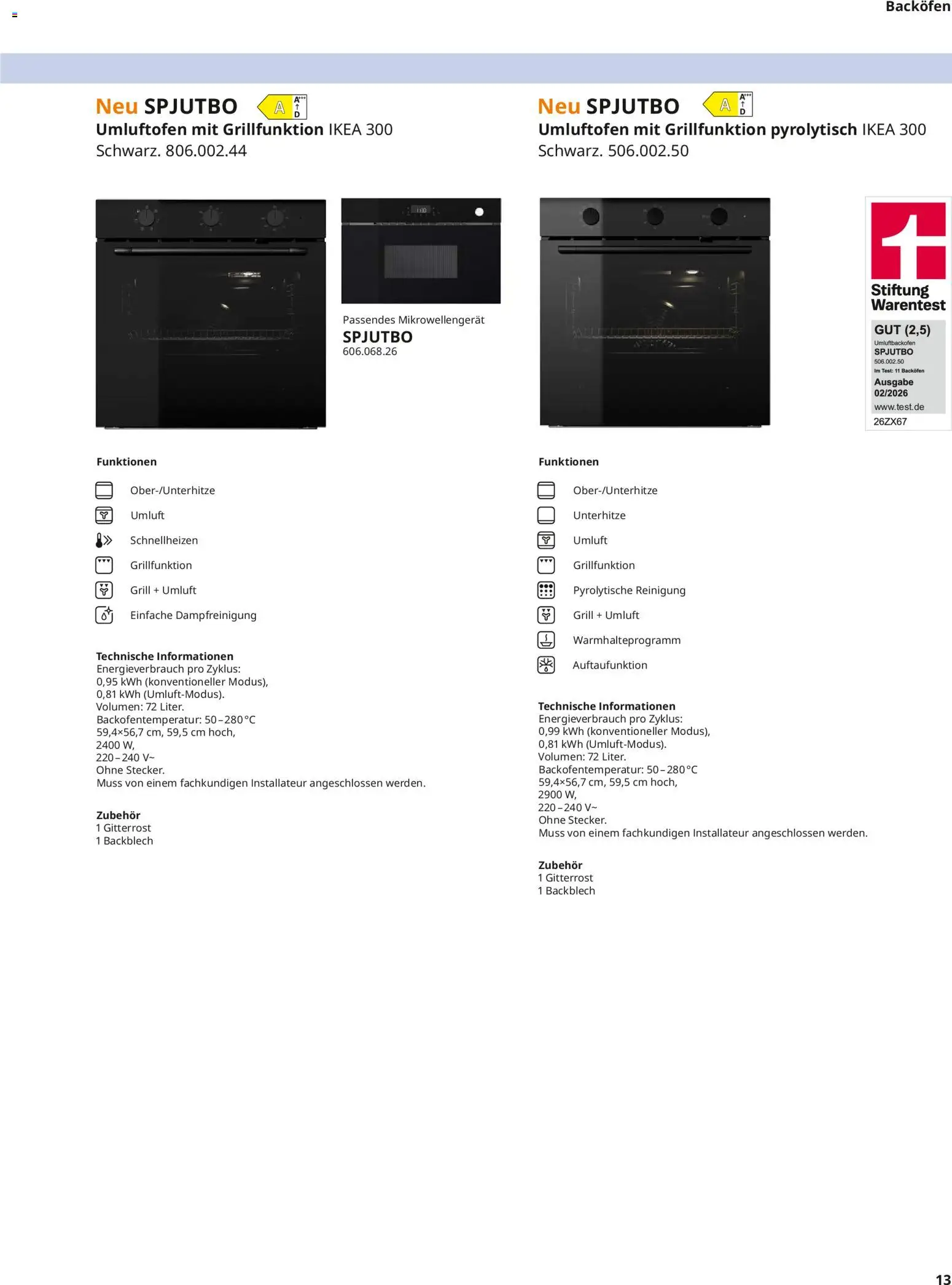 Ikea Elektrogeräte – gültig ab 10.04.2026 | Seite: 13 | Produkte: Grill, Backofen